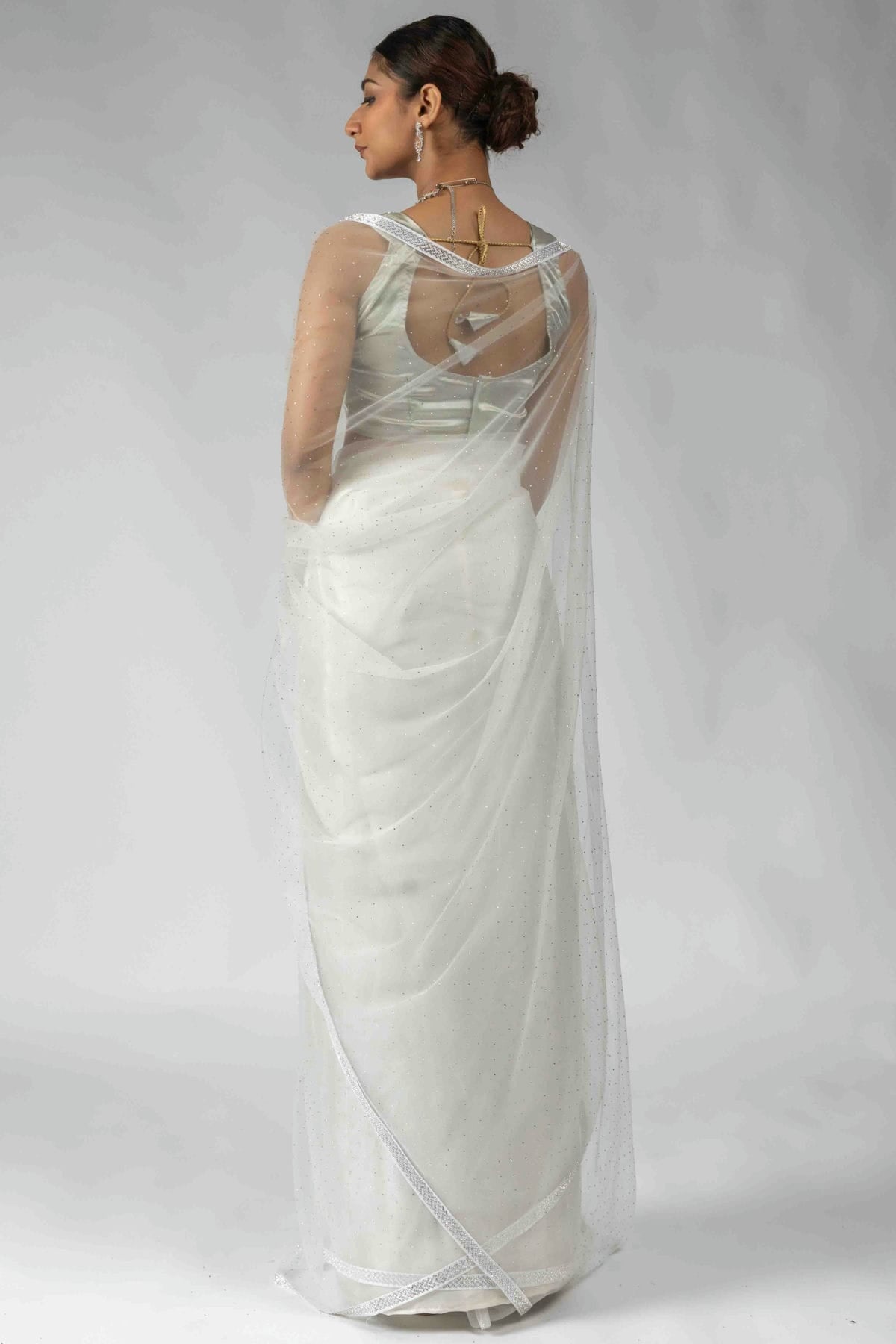 White Colour Net Ready To Wear Saree VSSD1122054