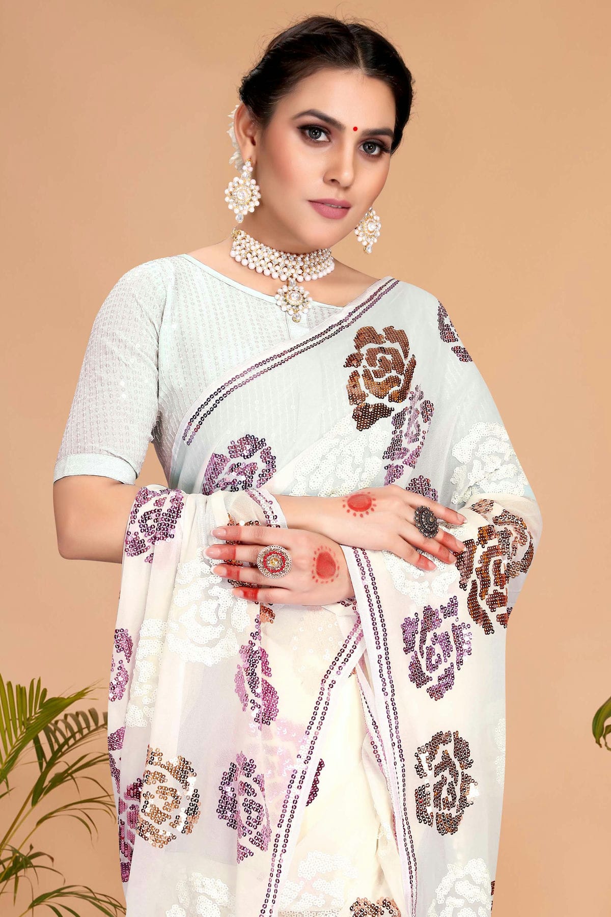 White Colour Georgette Saree VSSD1090733