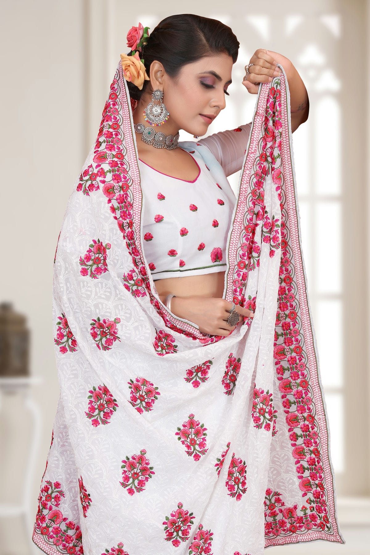 White Colour Georgette Saree VSSD1090775