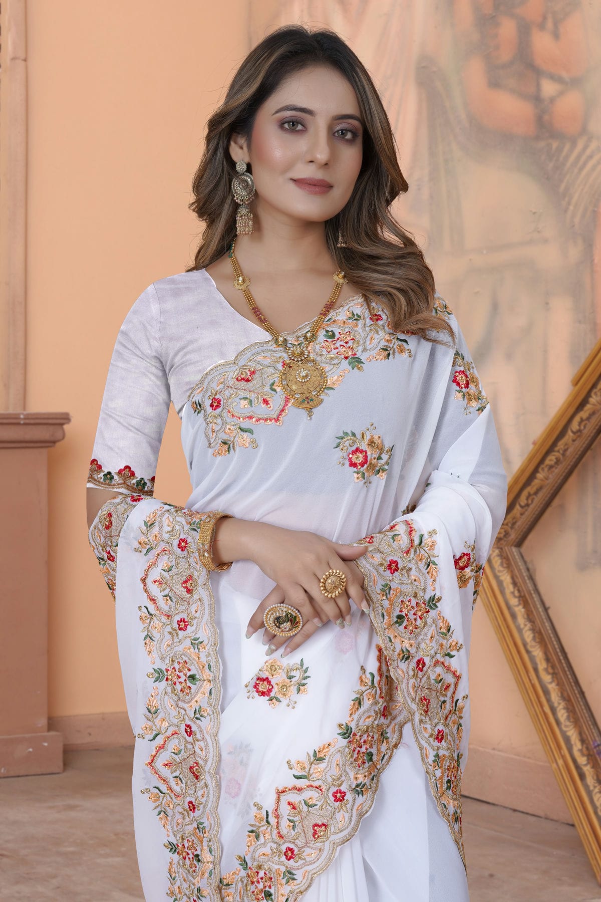 White Colour Georgette Saree VSSD1090870