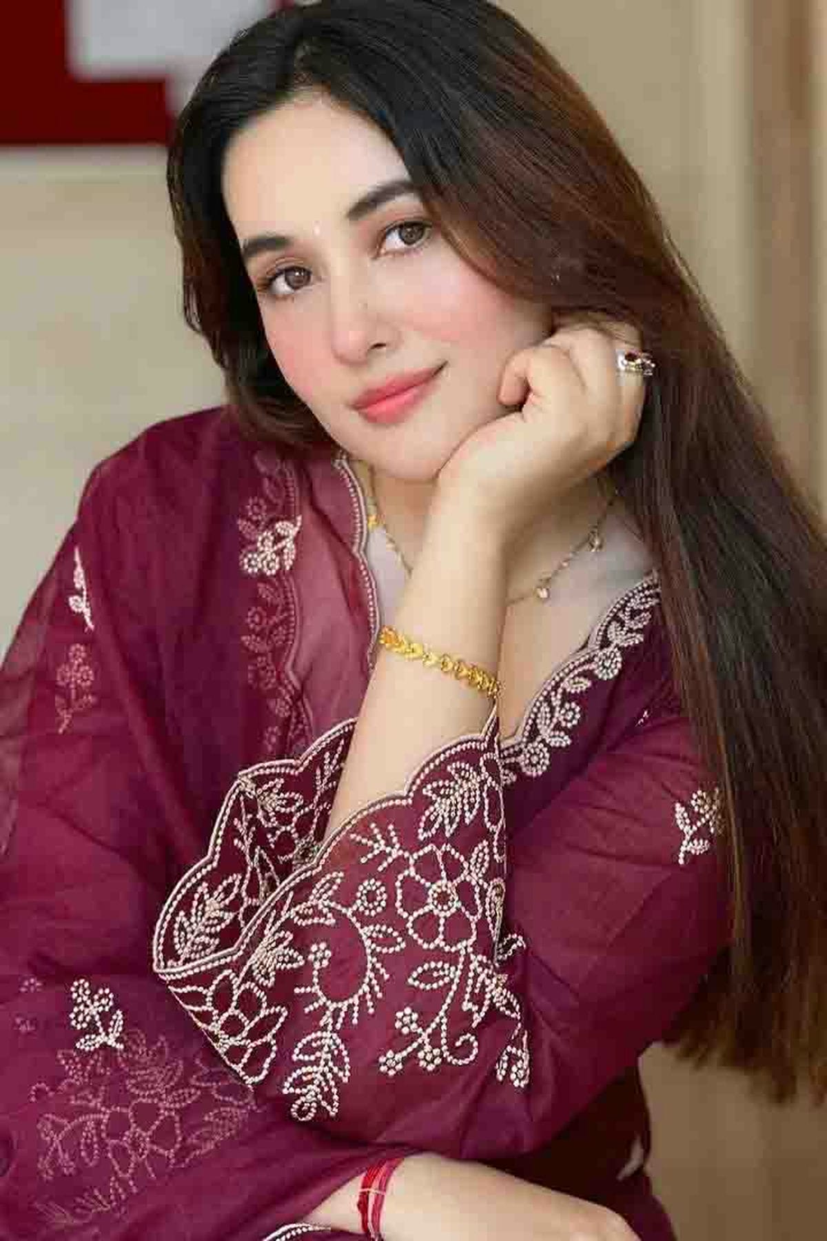 Wine Colour Embroidery Viscose Silk Pant Style Suit VSSS1113490