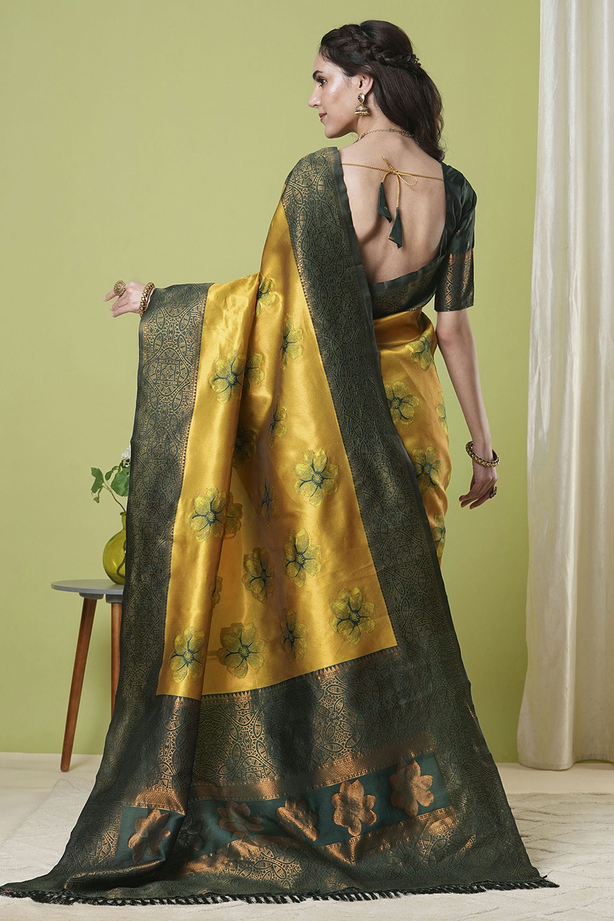 Yellow Colour Banarasi Silk Traditional Saree