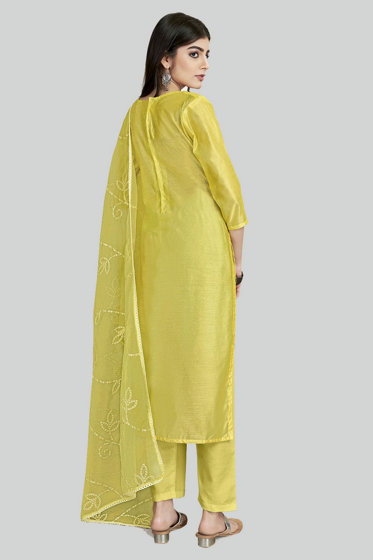Yellow Colour Chanderi Silk Pant Style Suit VSSM1110637