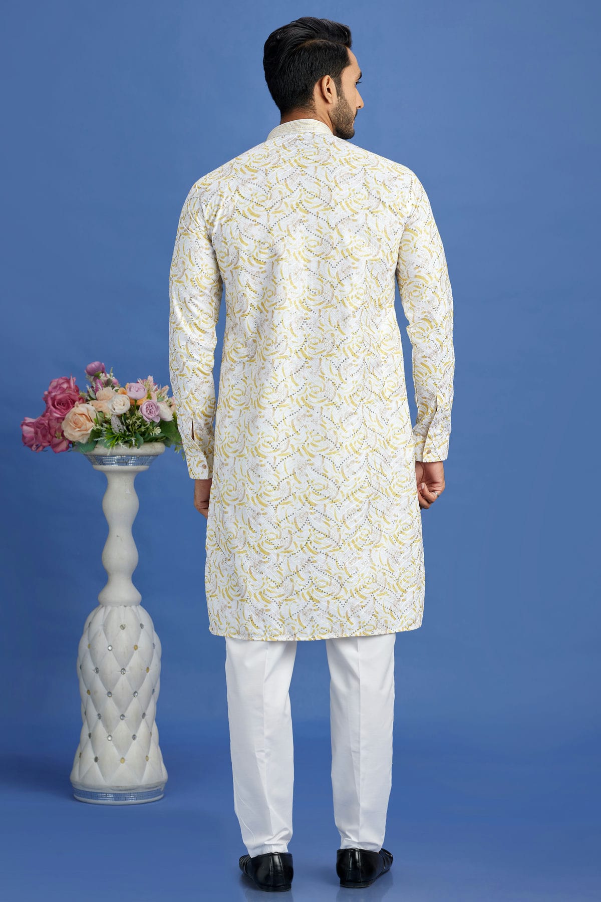 Yellow Colour Cotton Pintex Work Kurta Pajama VSKP1230155