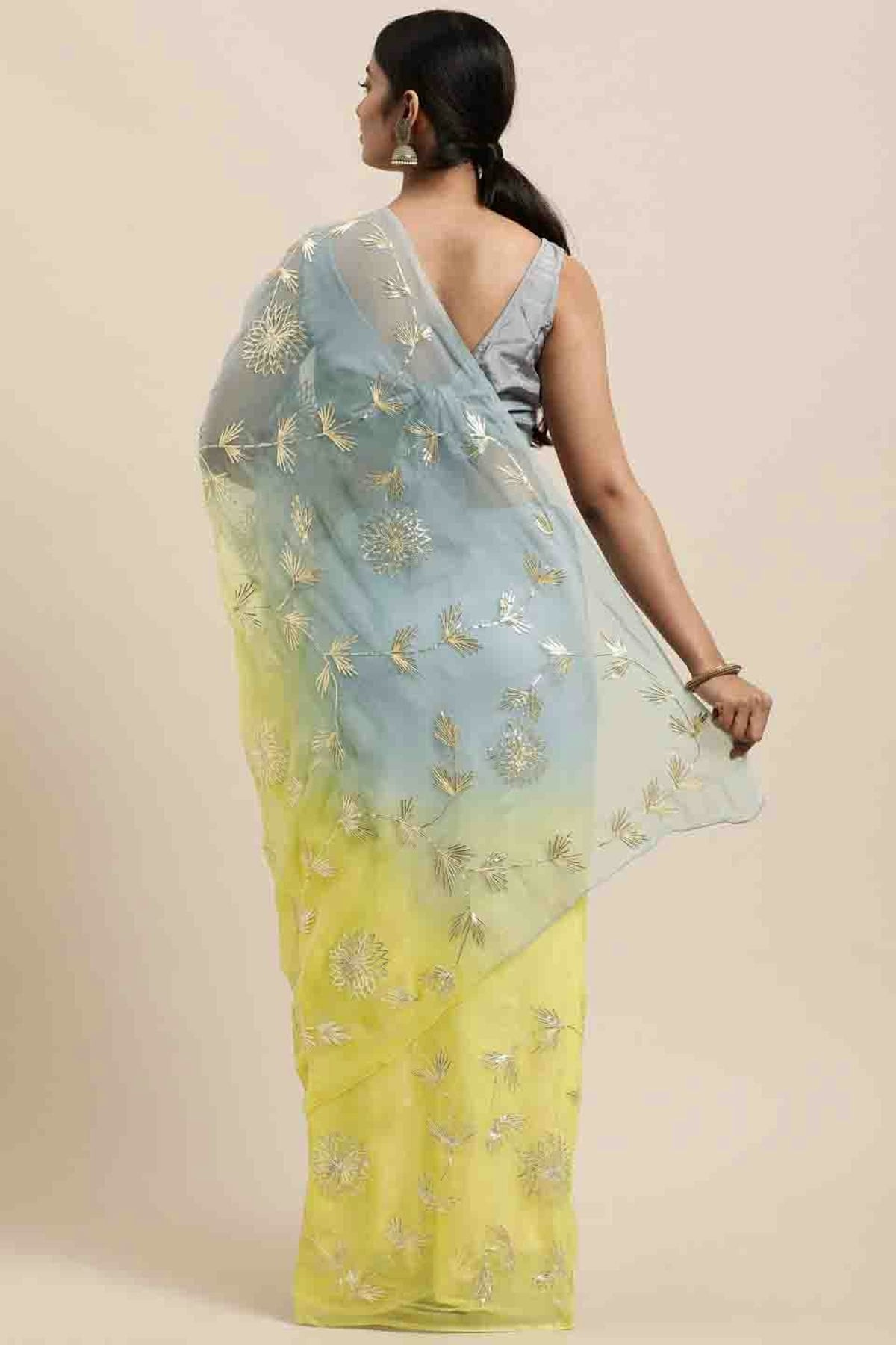 Yellow Colour Gota Patti Work Organza Designer Saree VSSD1113399