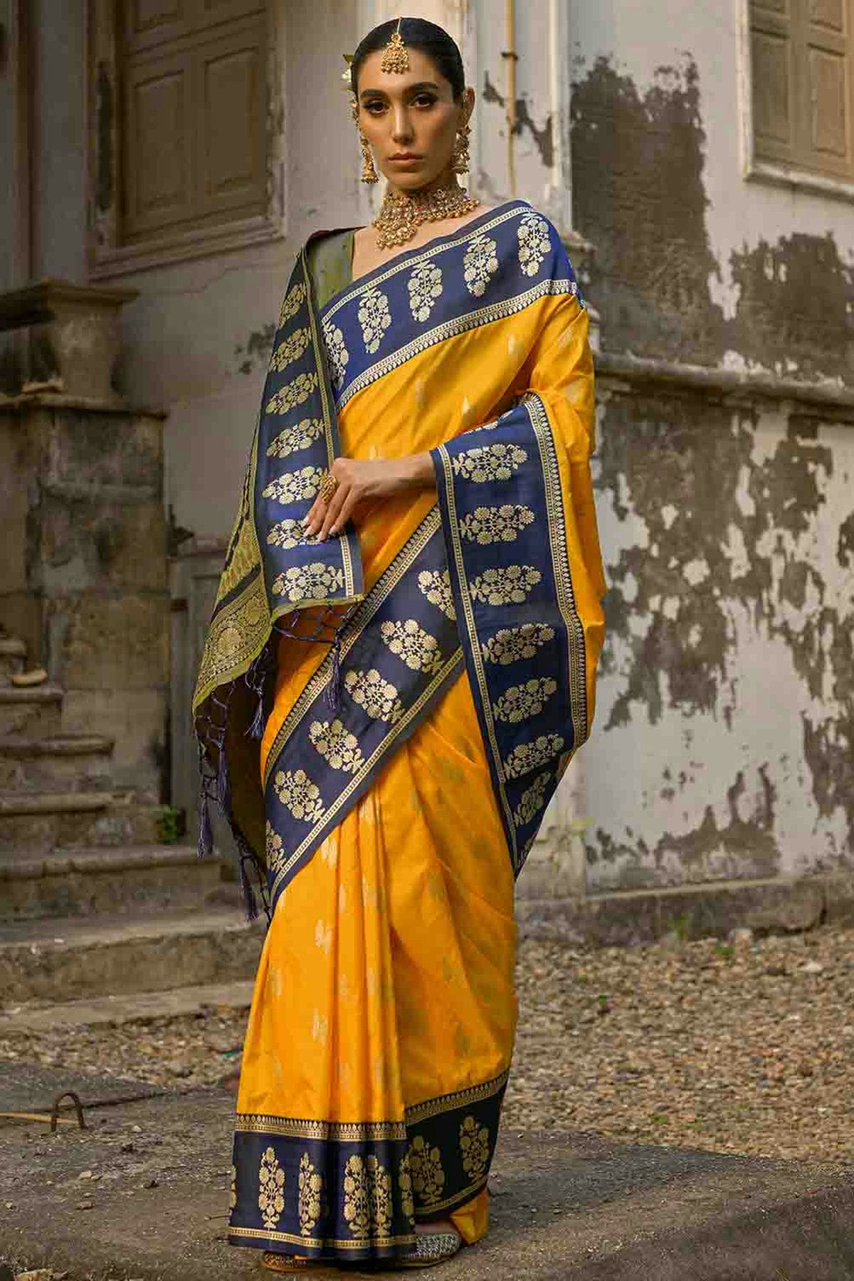 Yellow Colour Kanchi Silk Traditional Saree
