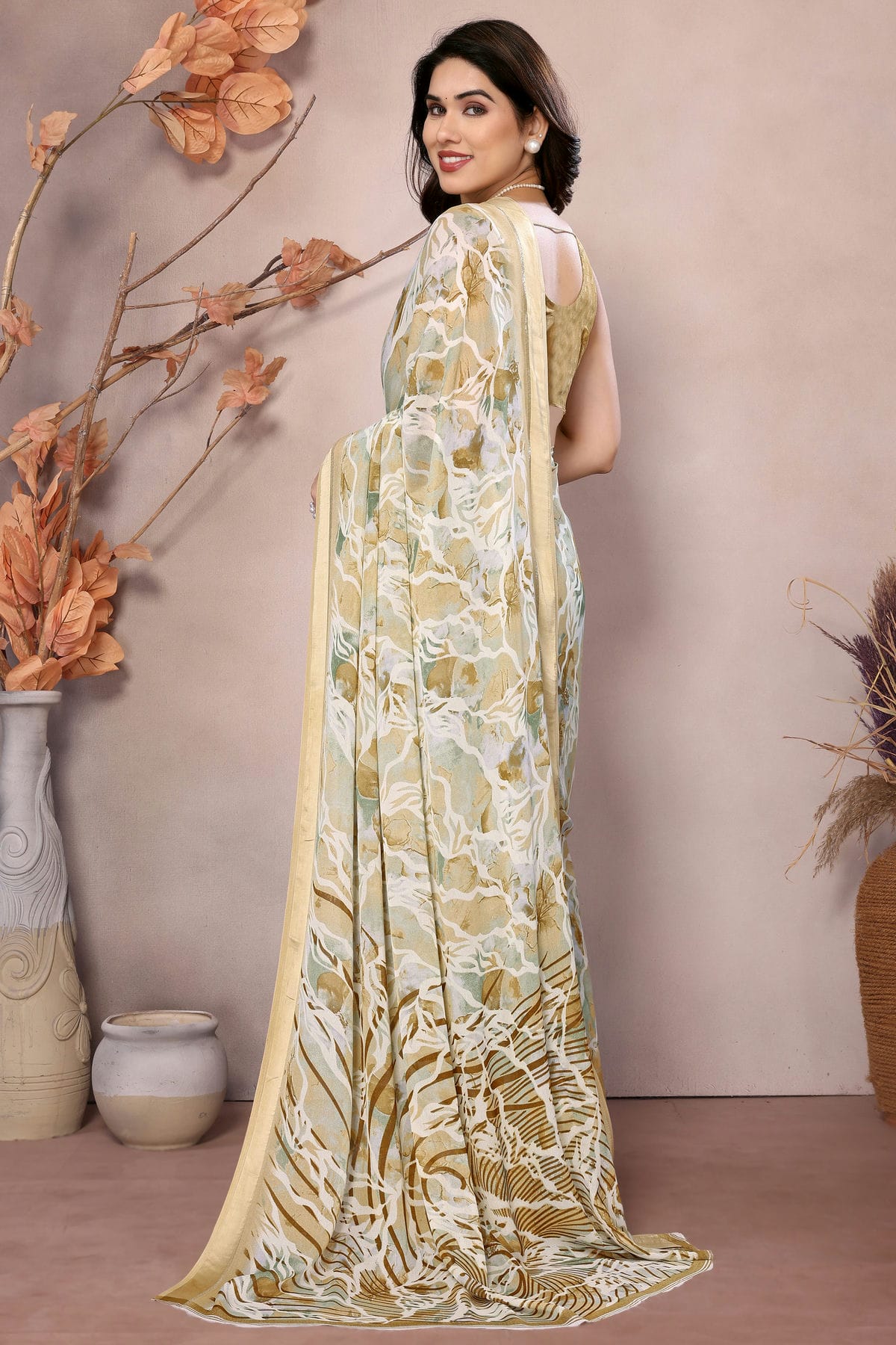 Yellow Colour Moss Satin Saree VSSD1180161