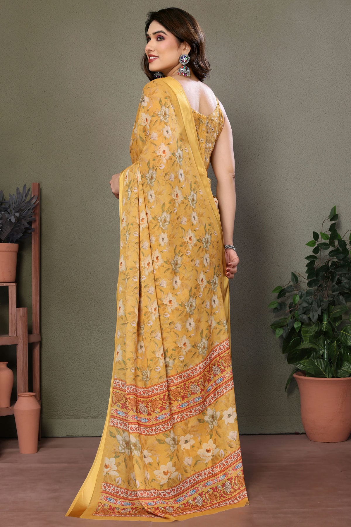 Yellow Colour Moss Satin Saree VSSD1180201