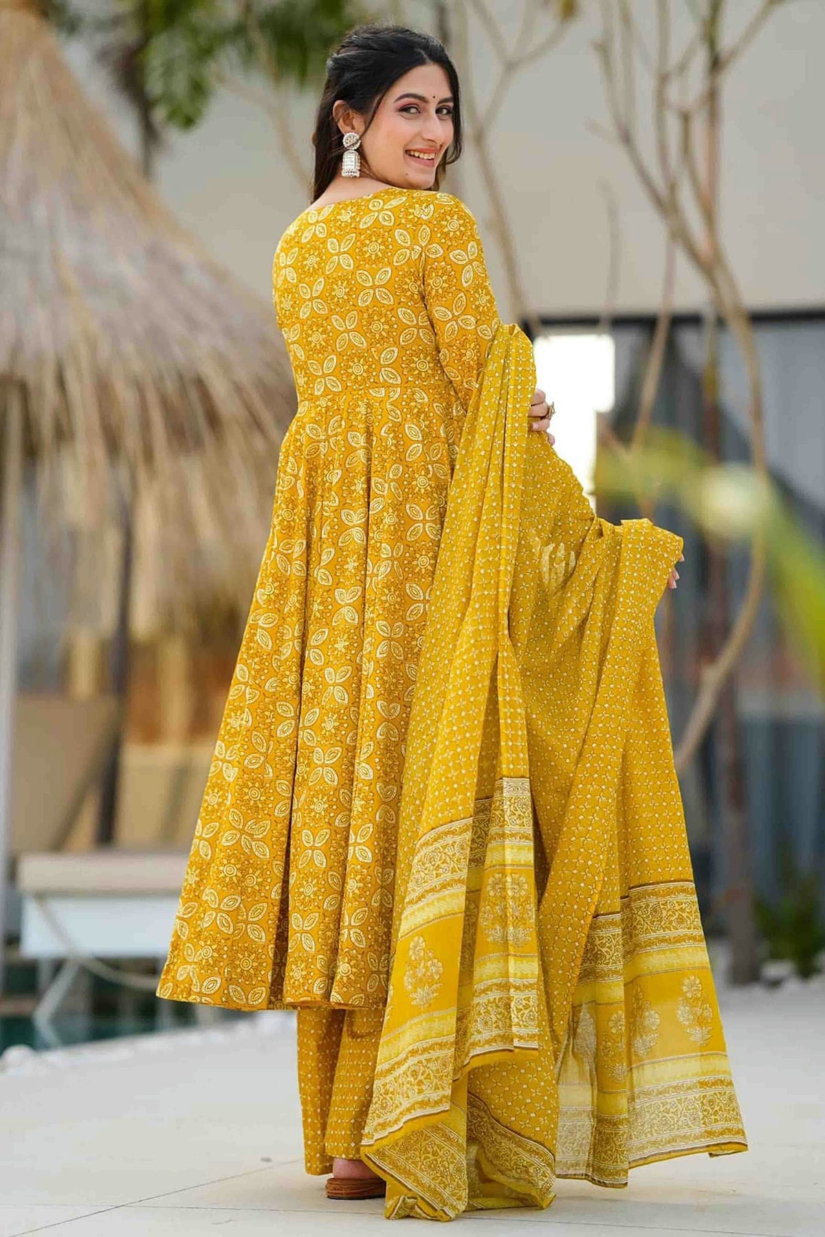 Yellow Colour Muslin Stitched Suit VSSS1113317