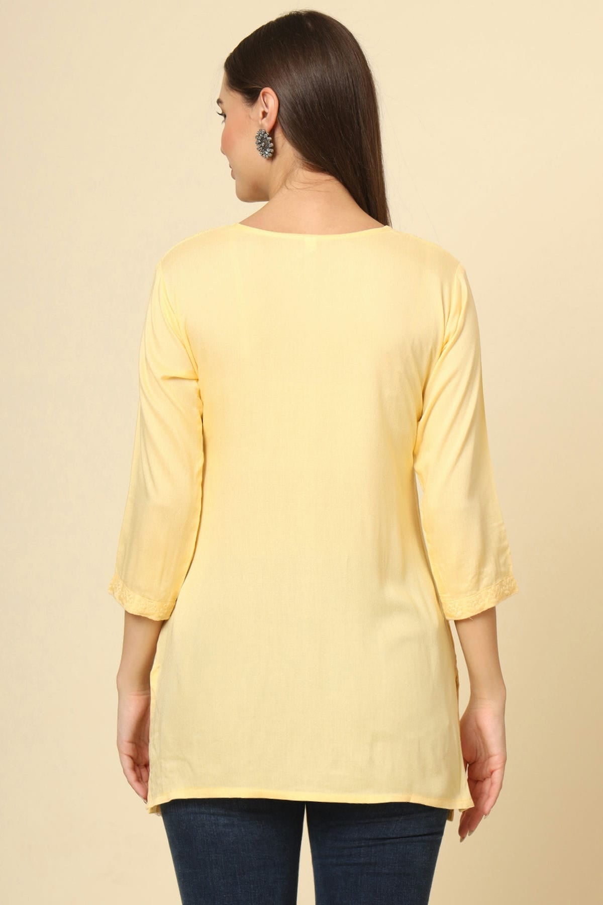 Yellow Colour Rayon Readymade Top VSTP1110874