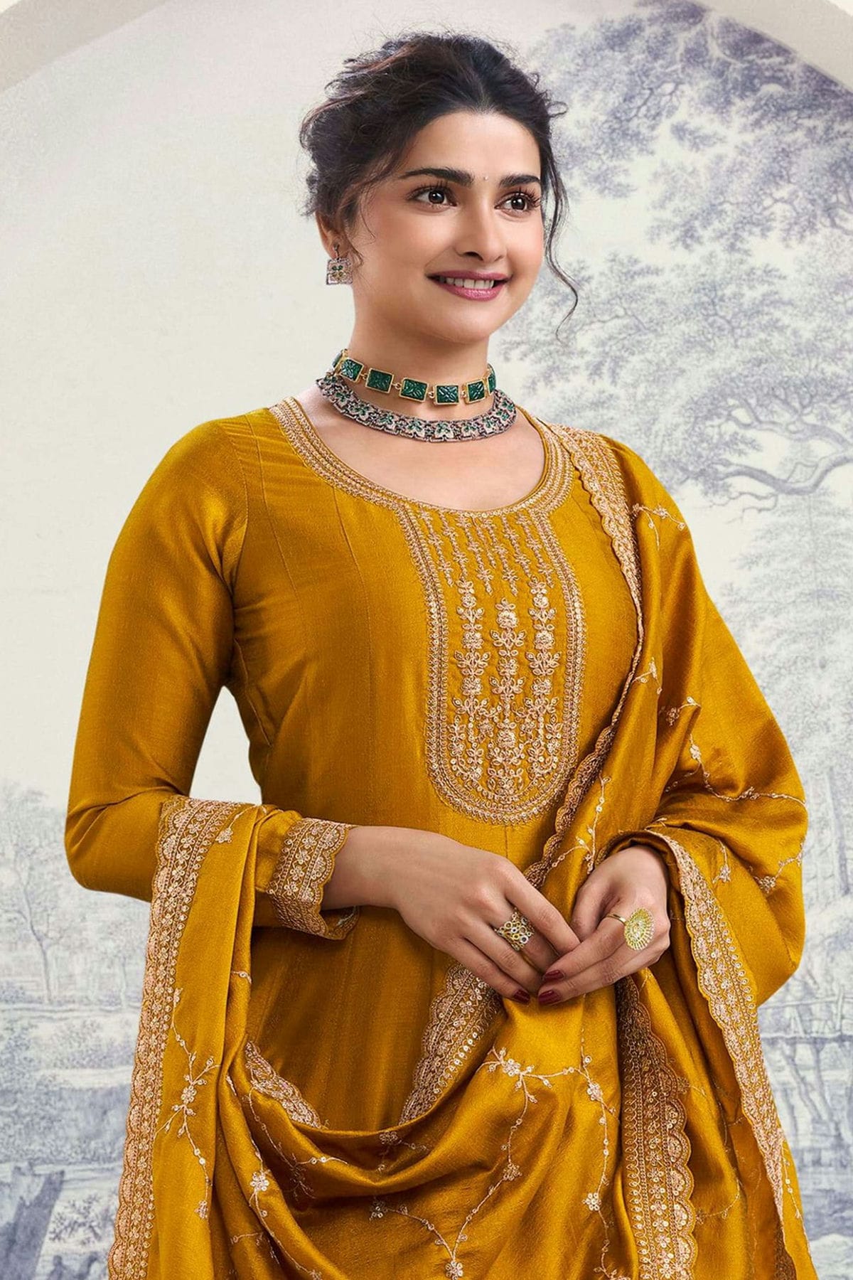 Yellow Colour Silk Georgette Anarkali Suit VSSM1110669