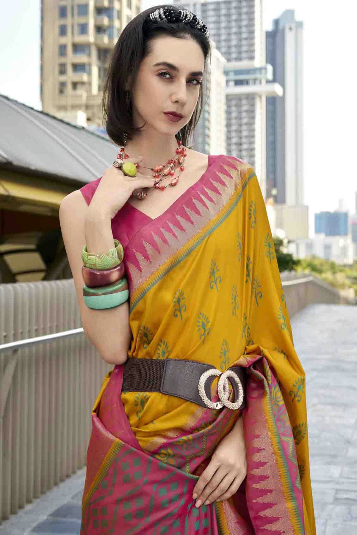 Yellow Colour Soft Silk Printed Traditional Sarees VSSD1113722