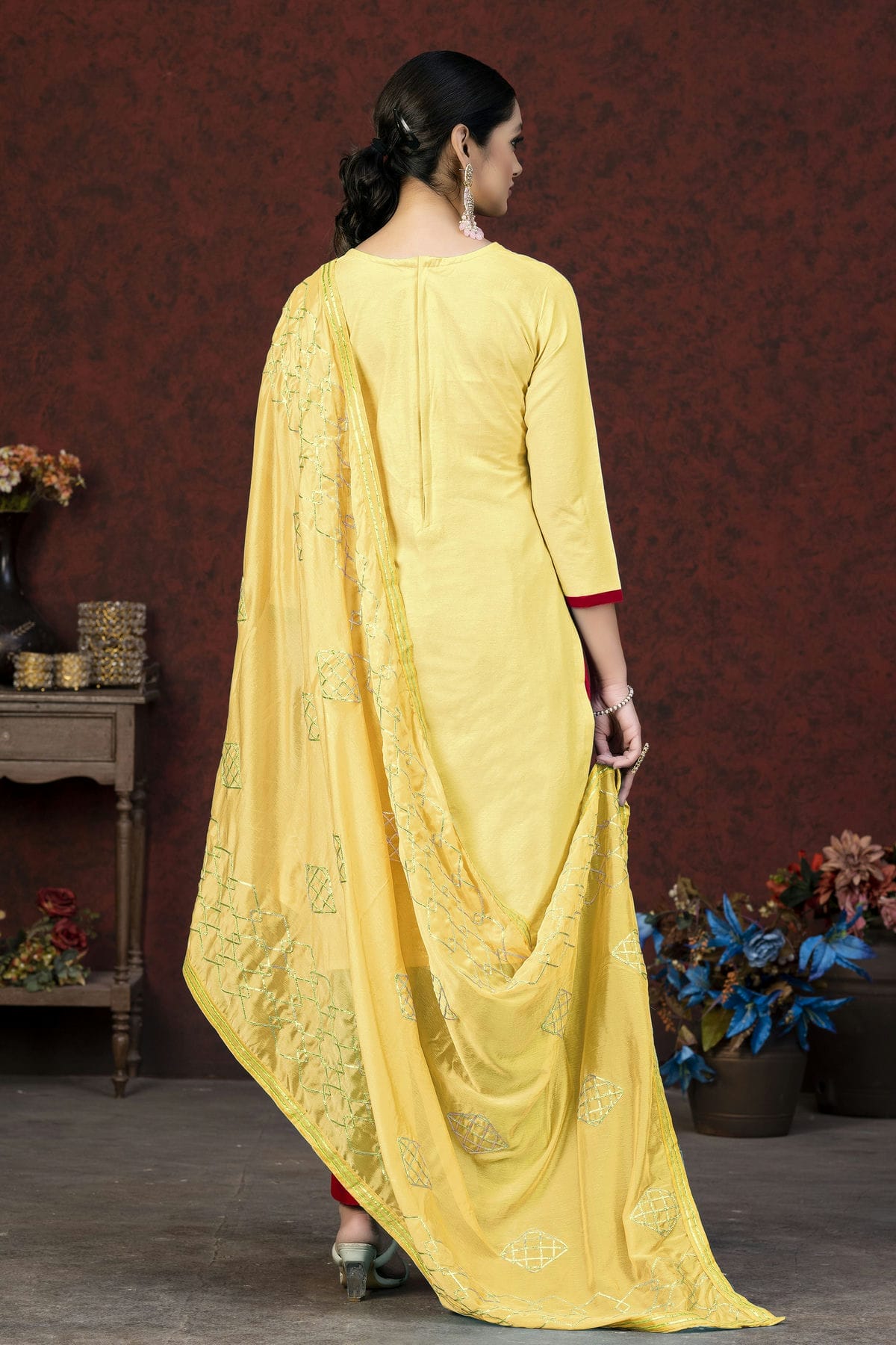 Yellow Colour Unstitched Glass Cotton Fabric Straight Suit VSUS1160893