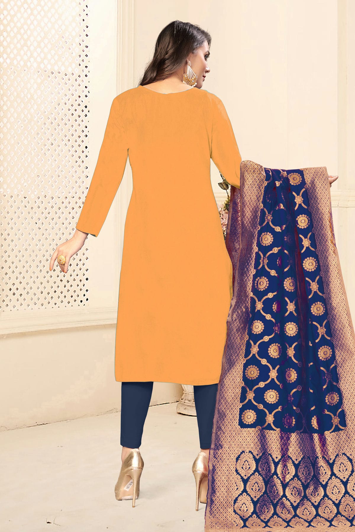 Yellow Colour Unstitched Jaam Cotton Fabric Straight Suit VSUS1160909