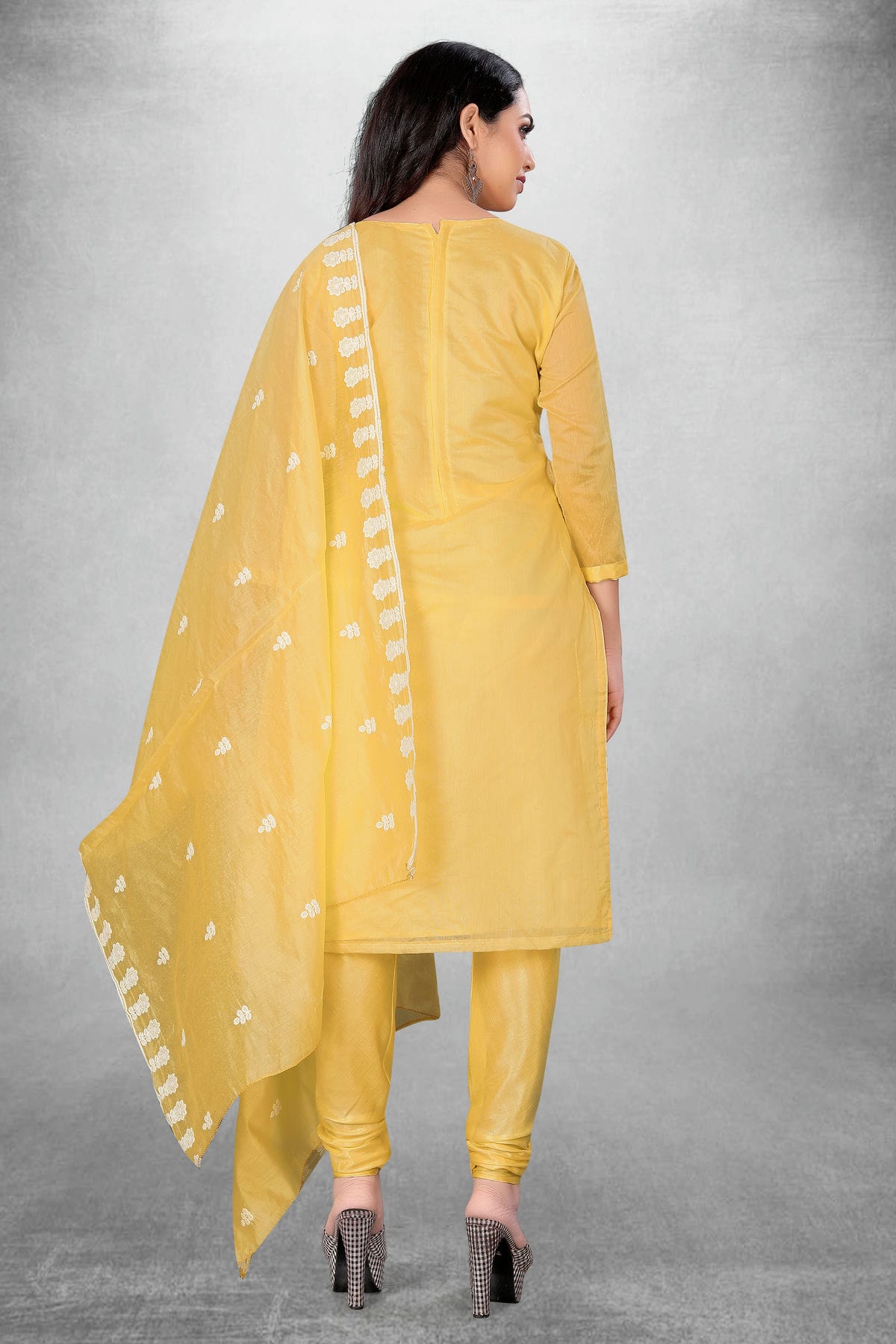 Yellow Colour Unstitched Modal Chanderi Churidar Suit VSUS1160829
