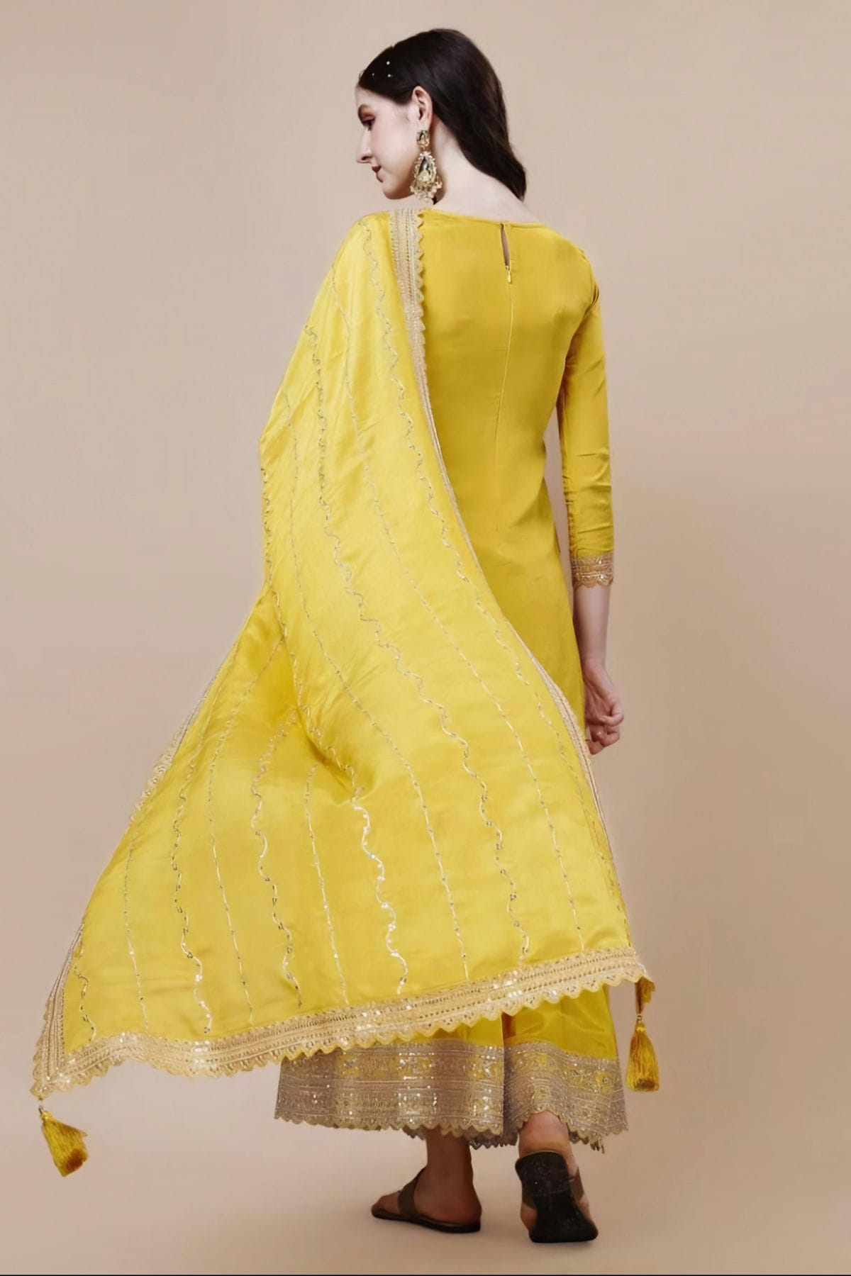 Yellow Colour Viscose Chinon Sharara Suit VSSM1110726