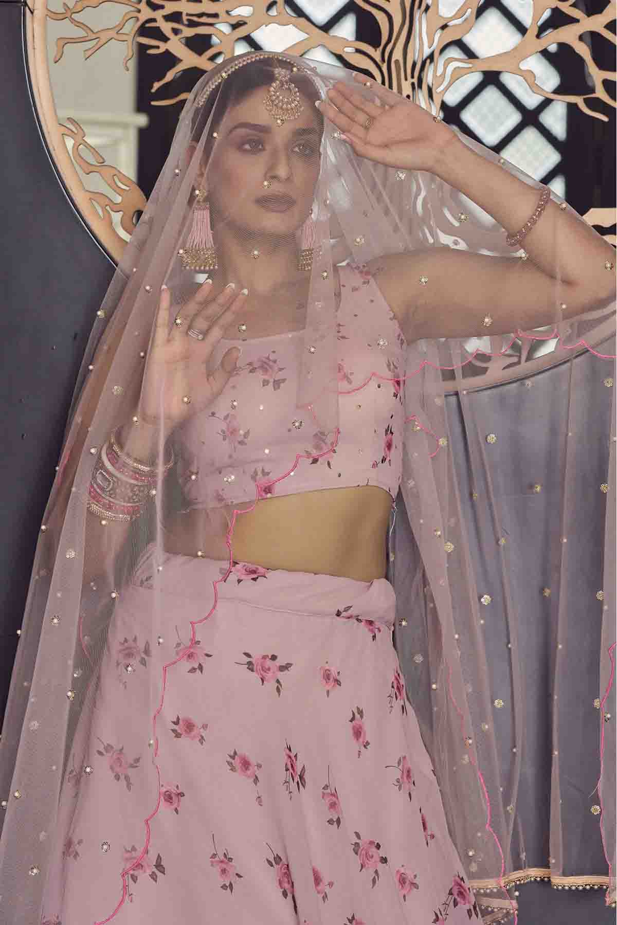 Baby Pink Colour Georgette Printed Lehenga Choli VSLC1080600