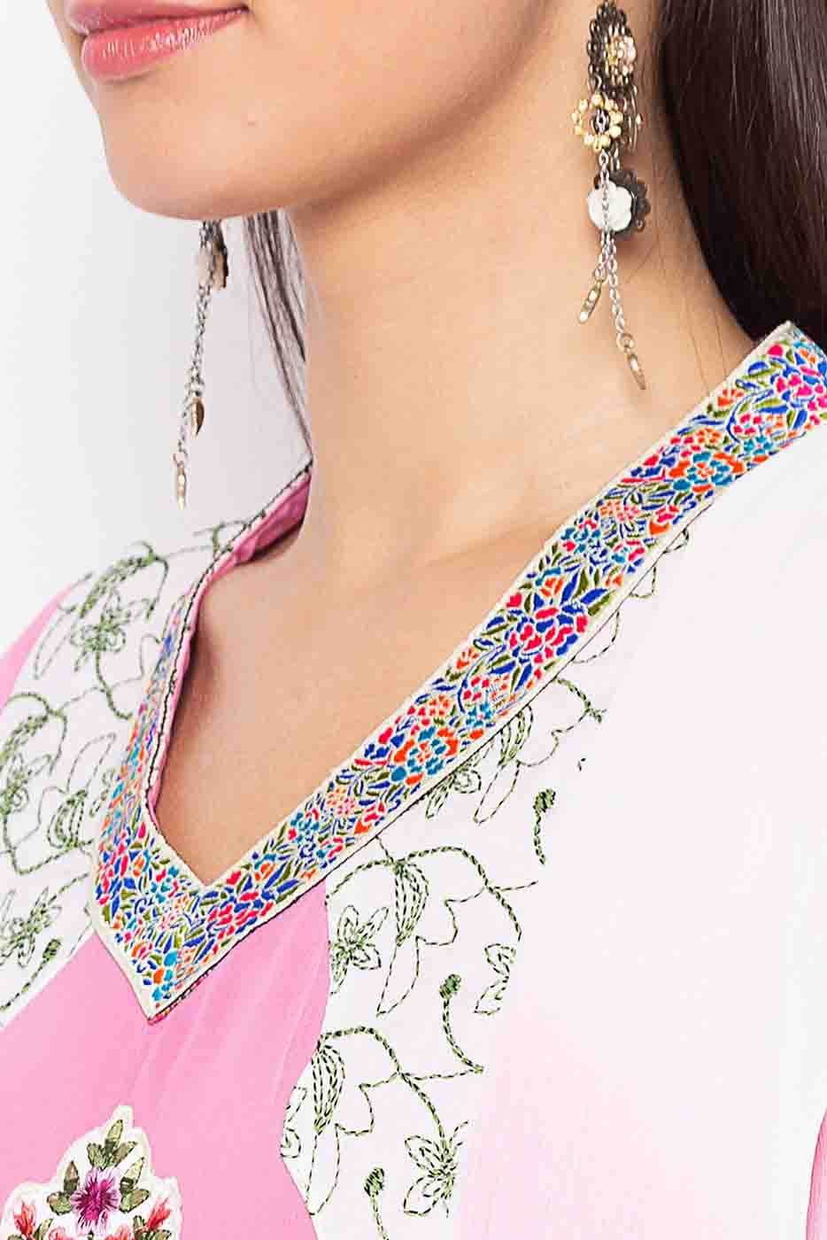 Baby Pink Colour Plus Size Stitched Georgette Embroidery Pant Style Suit VSSS1070284