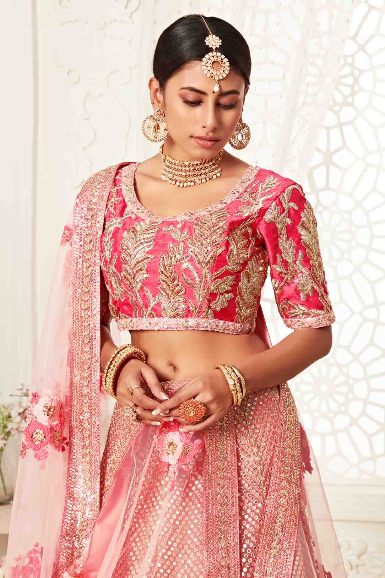 Baby Pink Soft Net Designer Lehenga Choli VSLC1010151