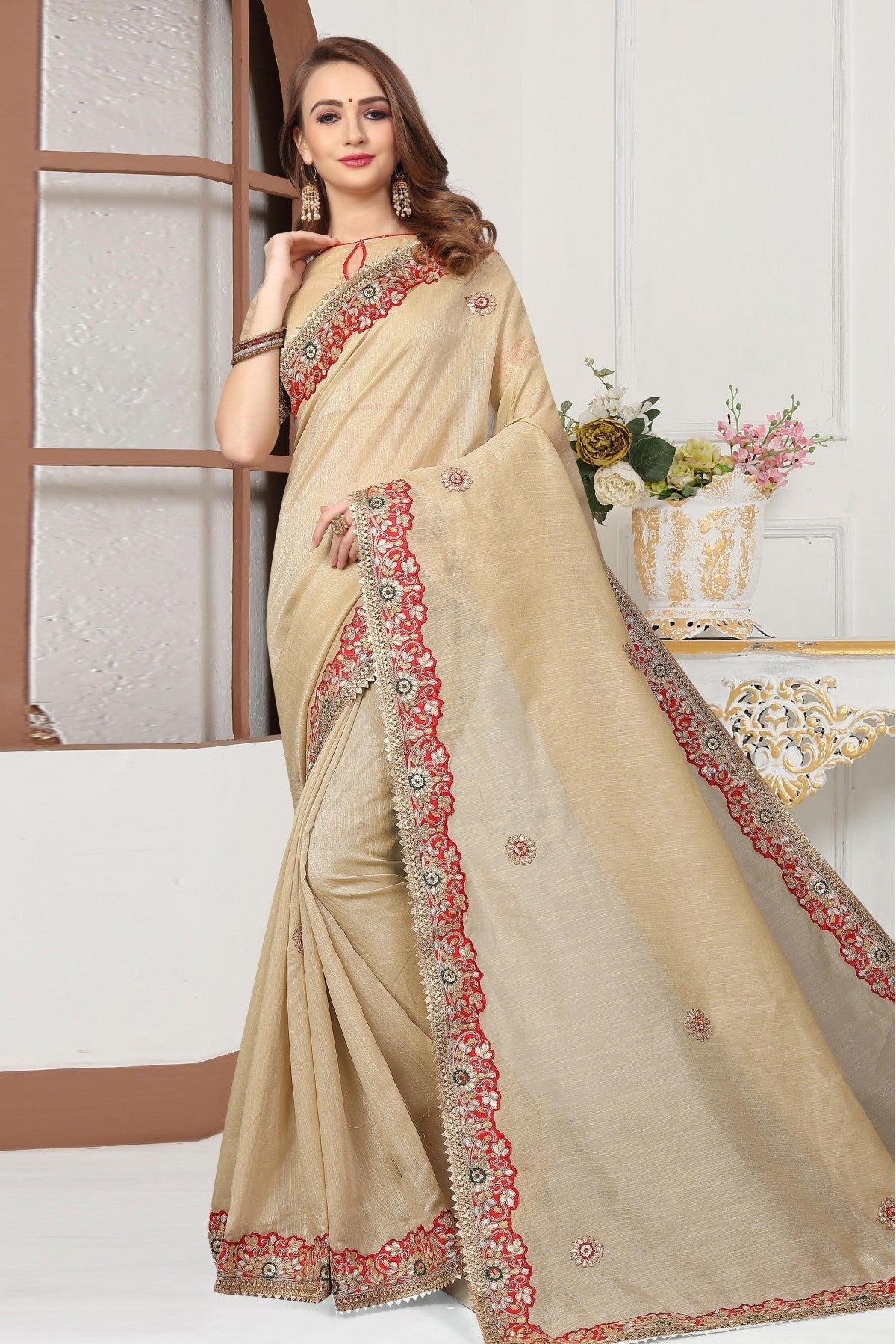 Beige Colour Art Silk Embroidery Saree VSSD1120171