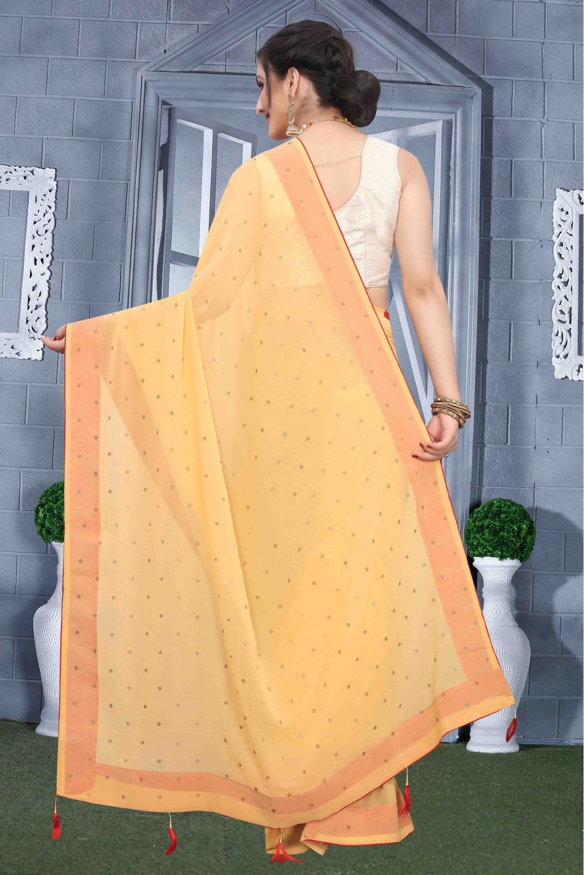 Beige Colour Georgette Party Wear Saree VSSD1120581