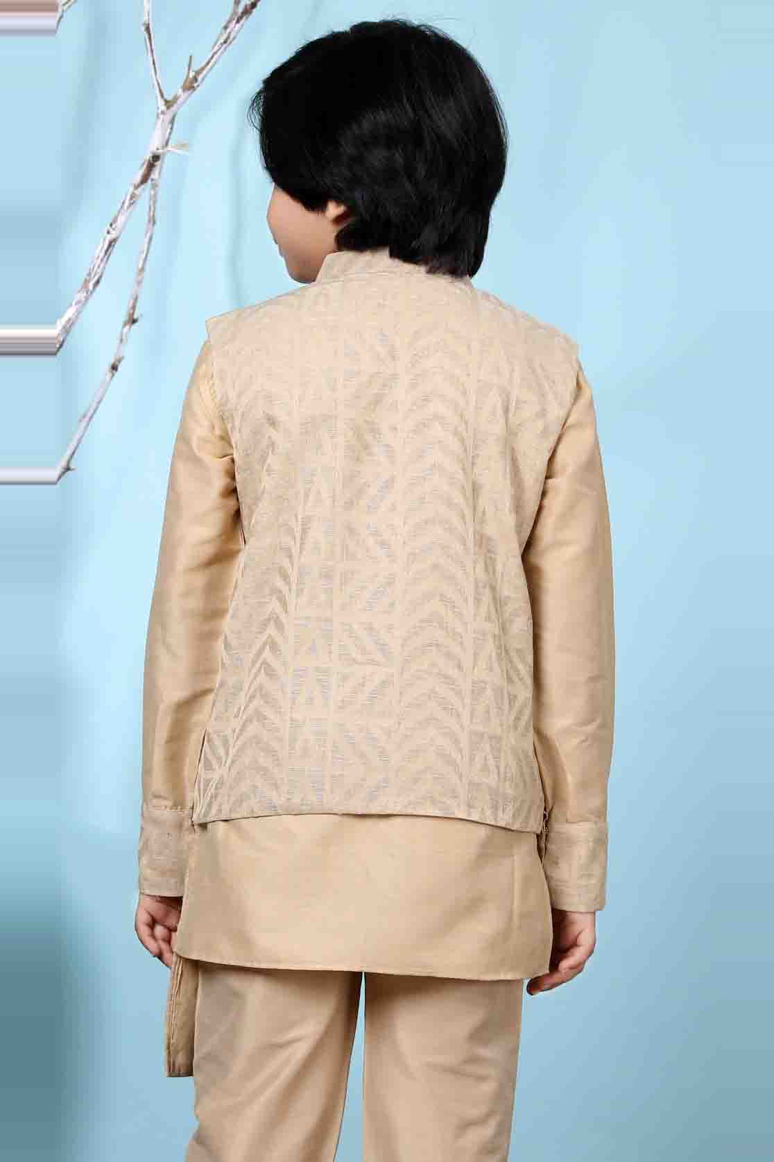 Beige Colour Handloom Silk Jacket VSBW1070130
