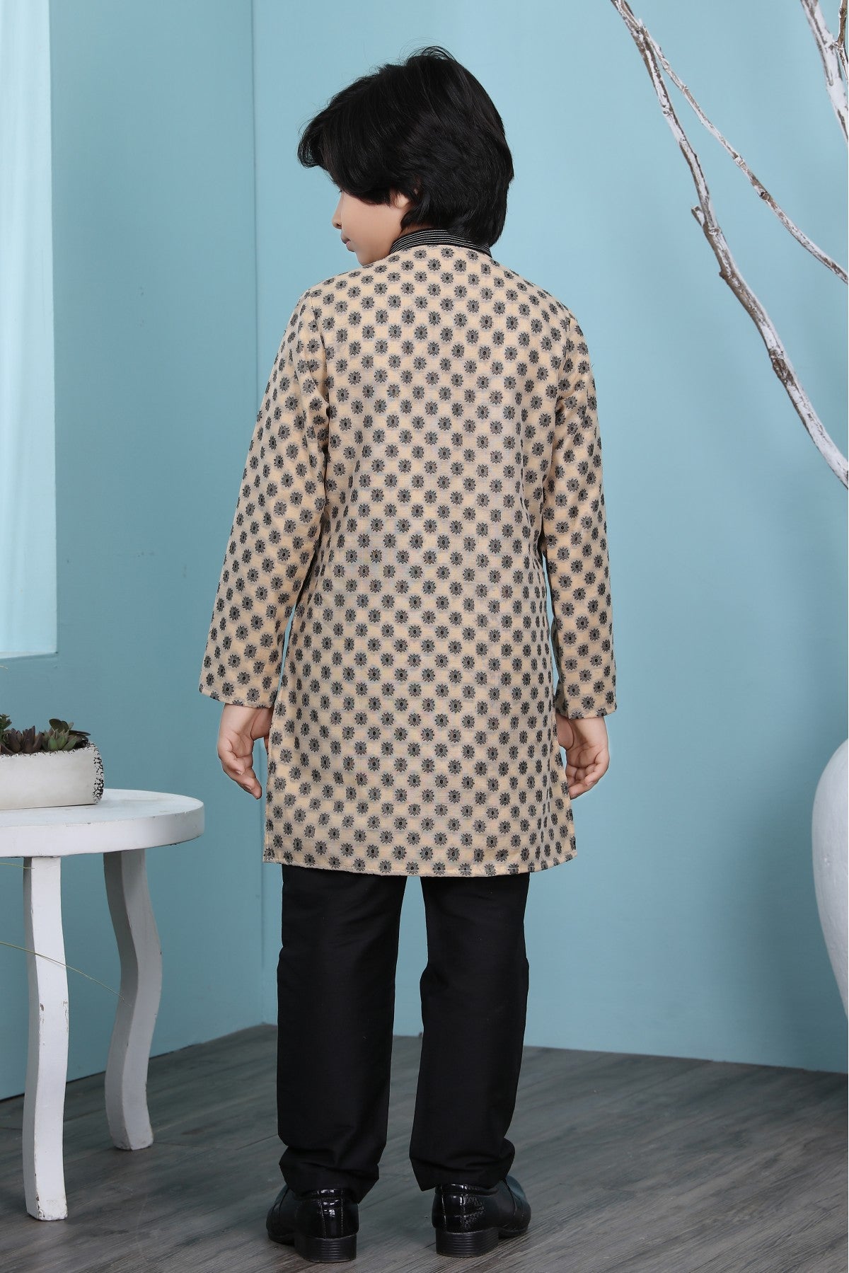 Beige Colour Handloom Silk Kurta Pajama VSBW1070083