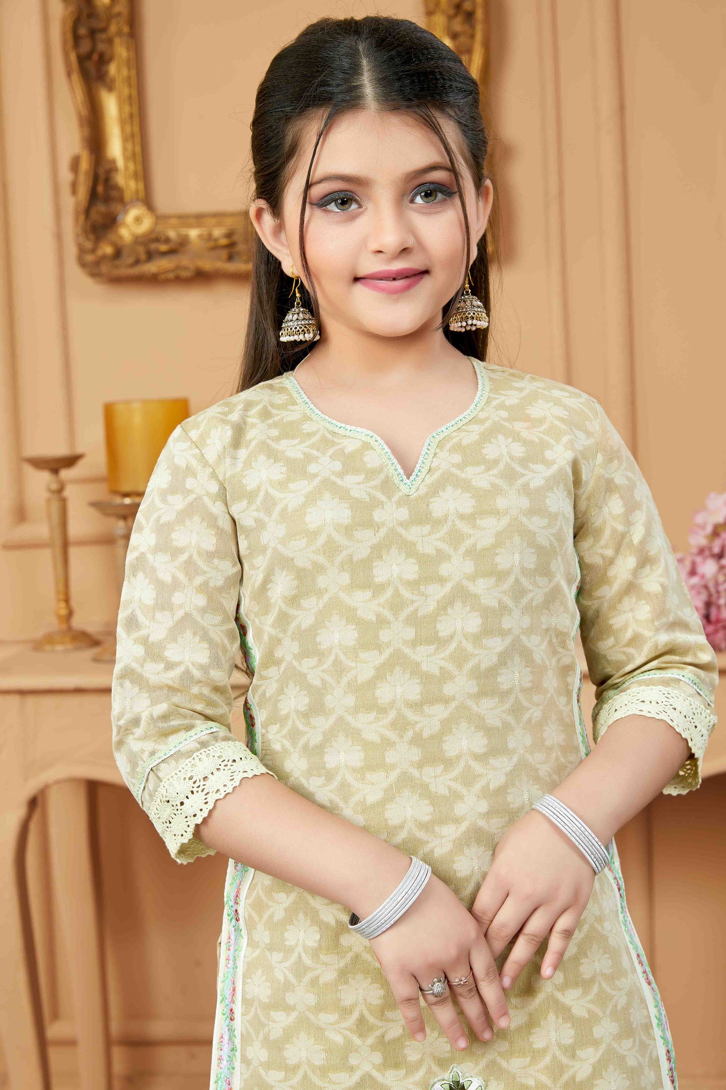 Beige Colour Handloom Silk Pant Style Suit VSGW1070784