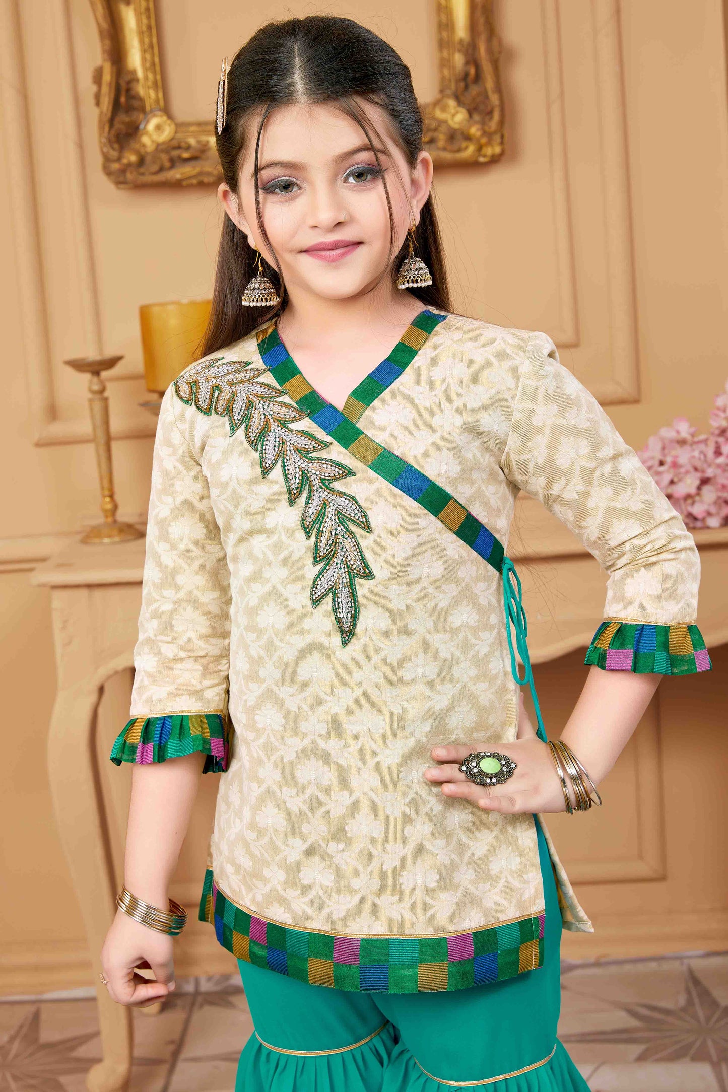 Beige Colour Handloom Silk Sharara Suit VSGW1070773