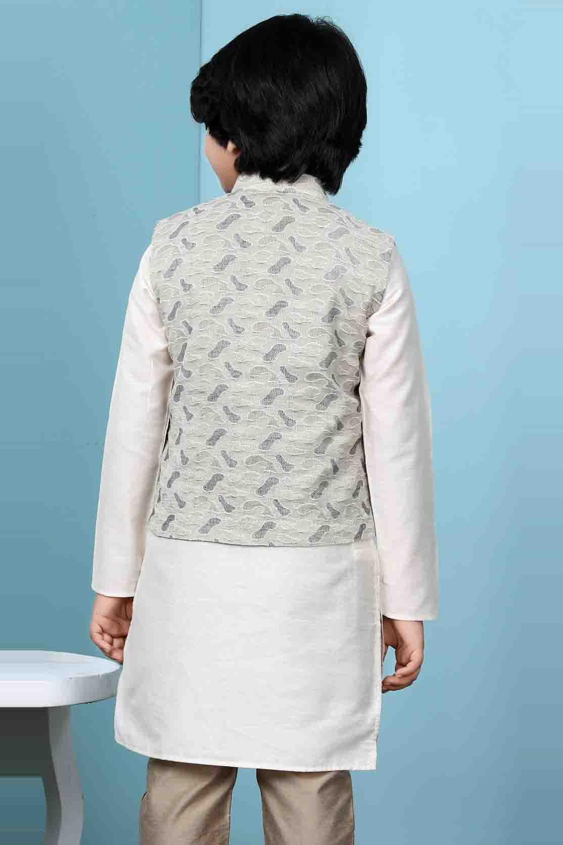 Beige Colour Jacquard Jacket VSBW1070148