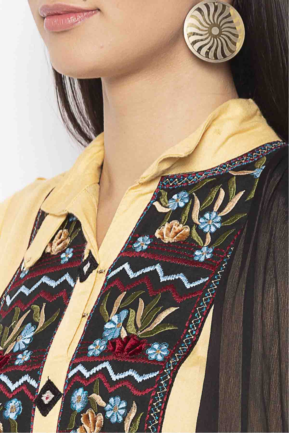 Beige Colour Plus Size Cotton Embroidery Pant Style Suit VSSS1070318