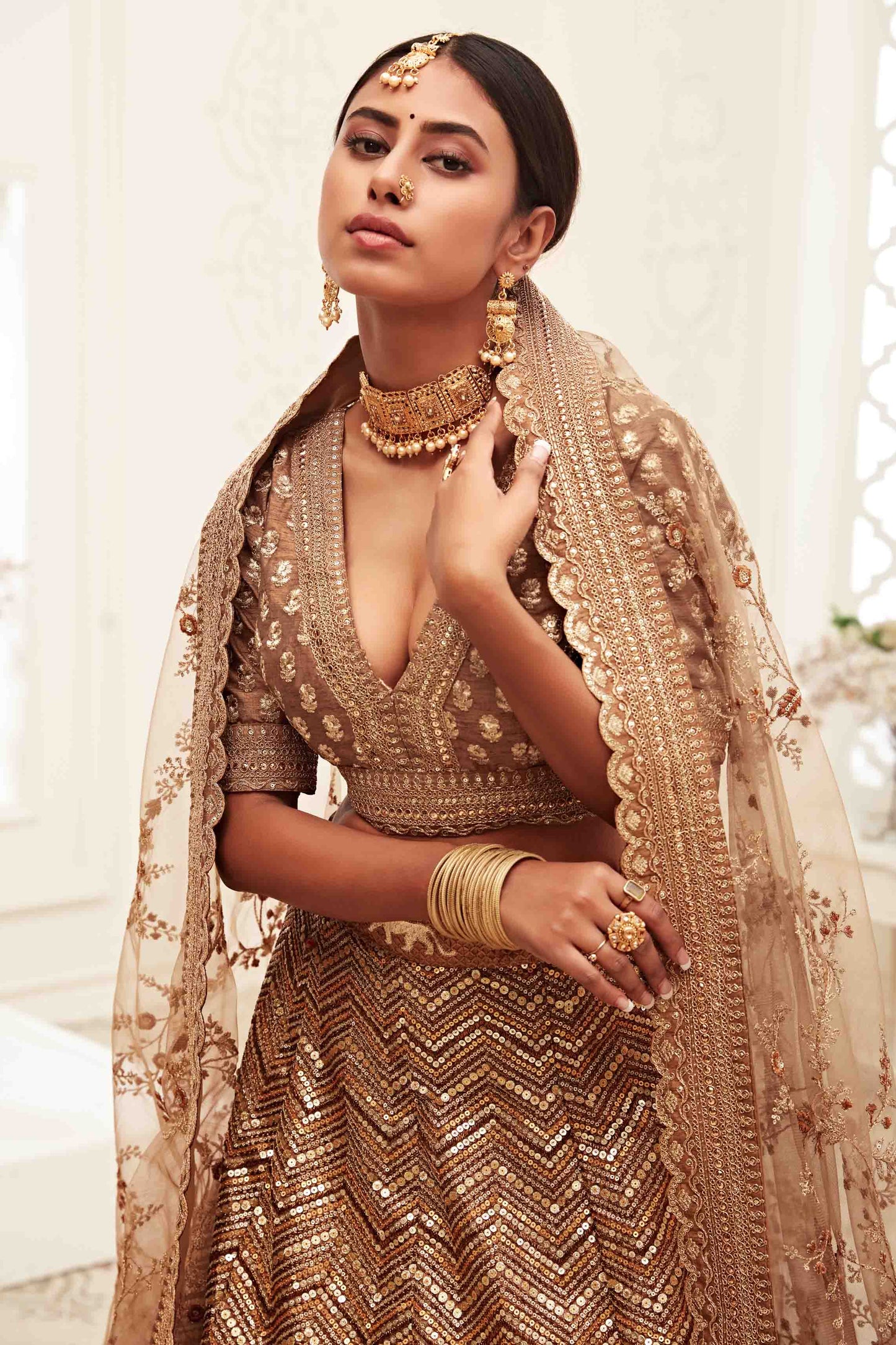 Beige Silk Designer Lehenga Choli VSLC1010154