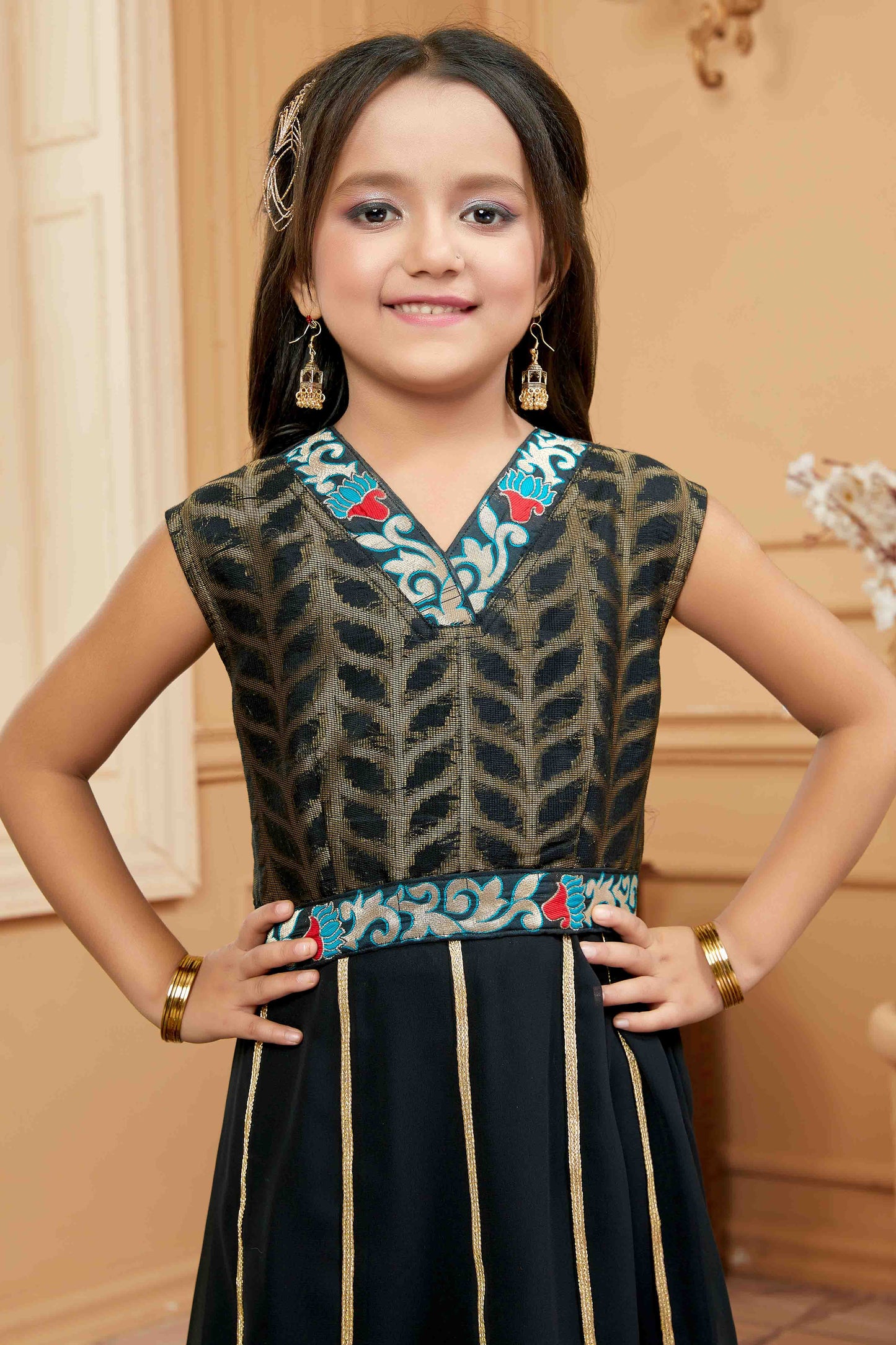 Black Colour Faux Georgette Lehenga Choli VSGW1070742