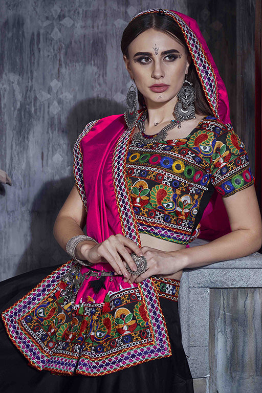 Black Colour Art Silk Navratri Lehenga Choli VSLC1240058