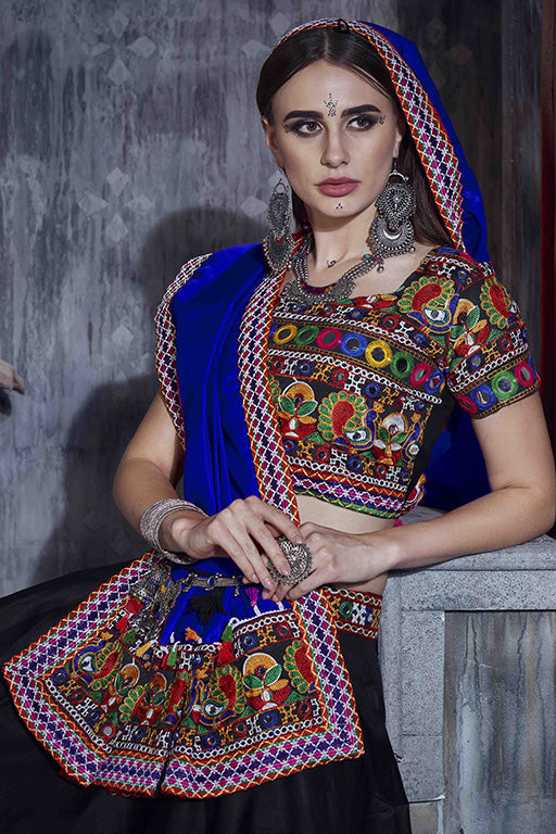 Black Colour Art Silk Navratri Lehenga Choli VSLC1240059