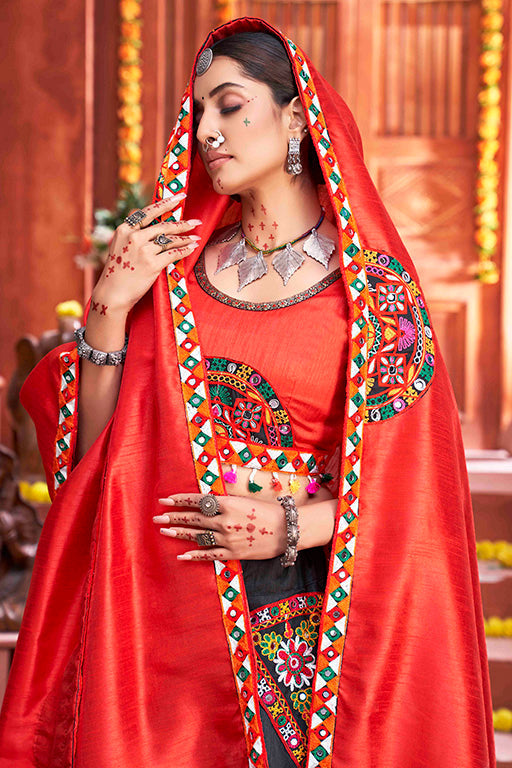 Black Colour Art Silk Navratri Lehenga Choli VSLC1240073