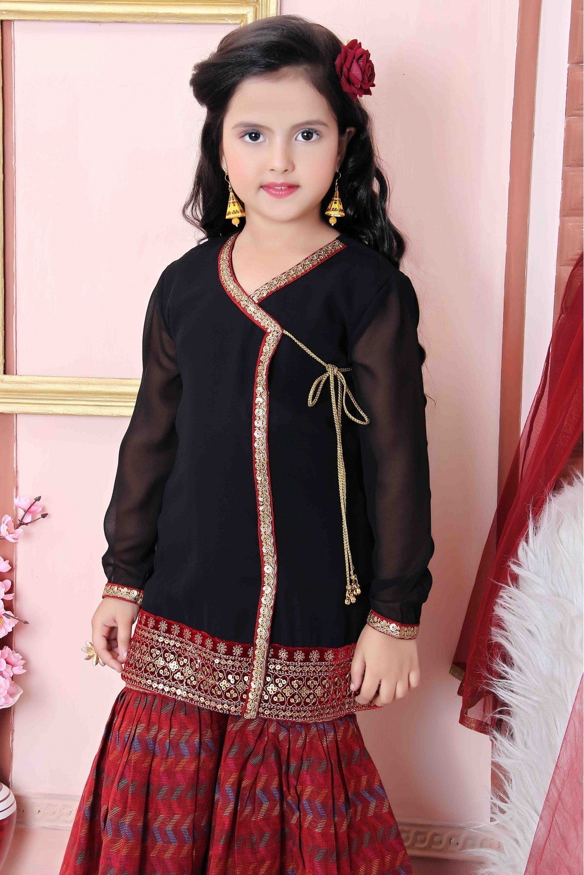 Black Colour Faux Georgette Party Wear Sharara Suit VSGW1070018