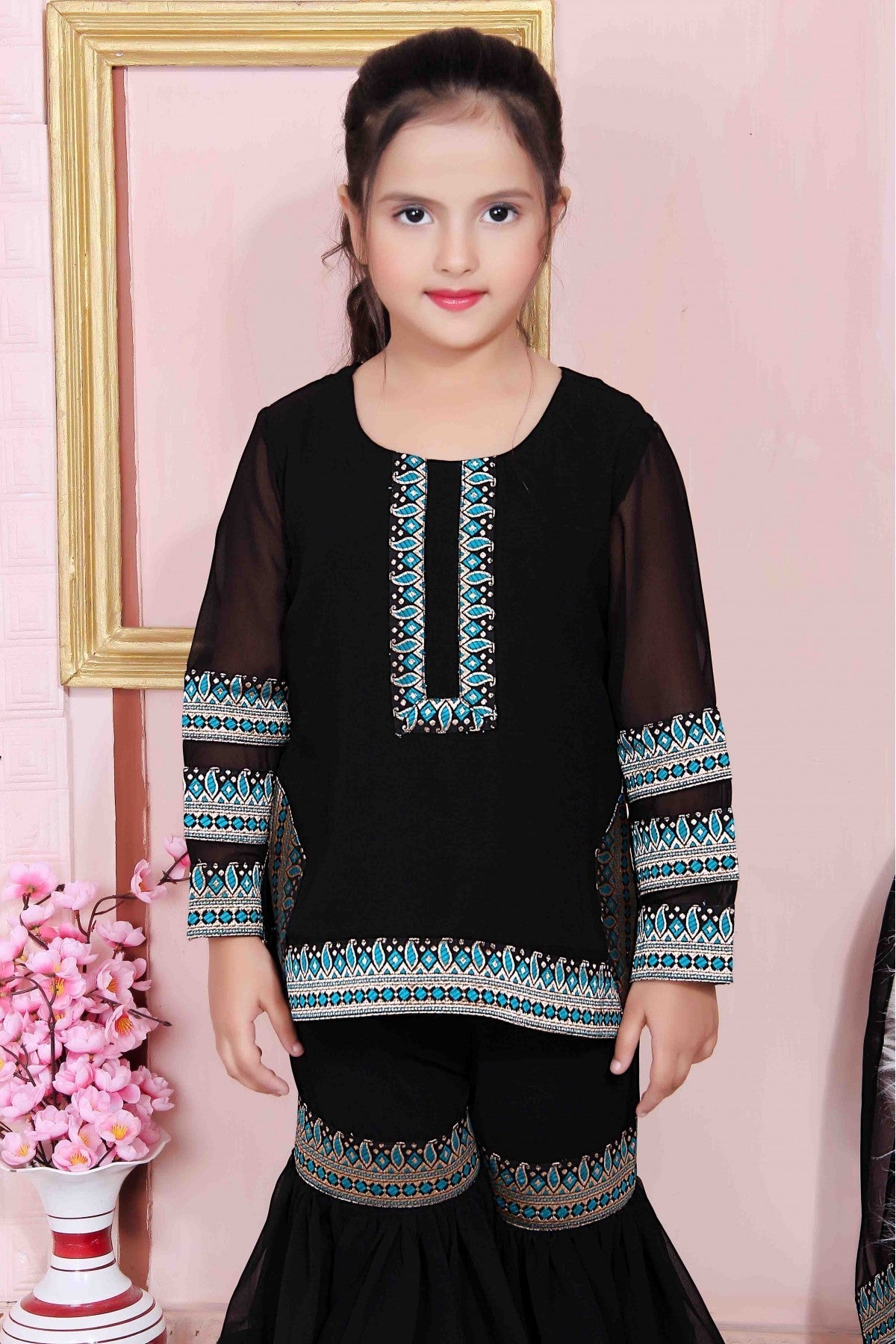 Black Colour Faux Georgette Party Wear Sharara Suit VSGW1070021