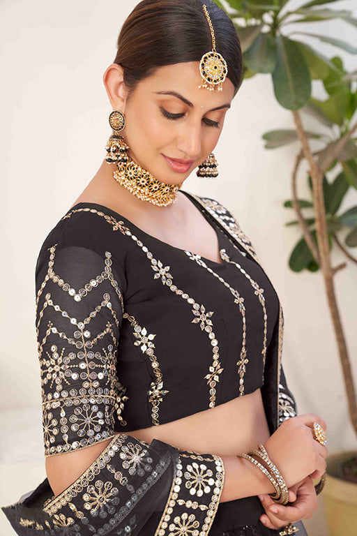 Black Colour Georgette Designer Lehenga Choli VSLC1240026