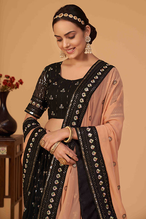 Black Colour Georgette Designer Lehenga Choli VSLC1240096