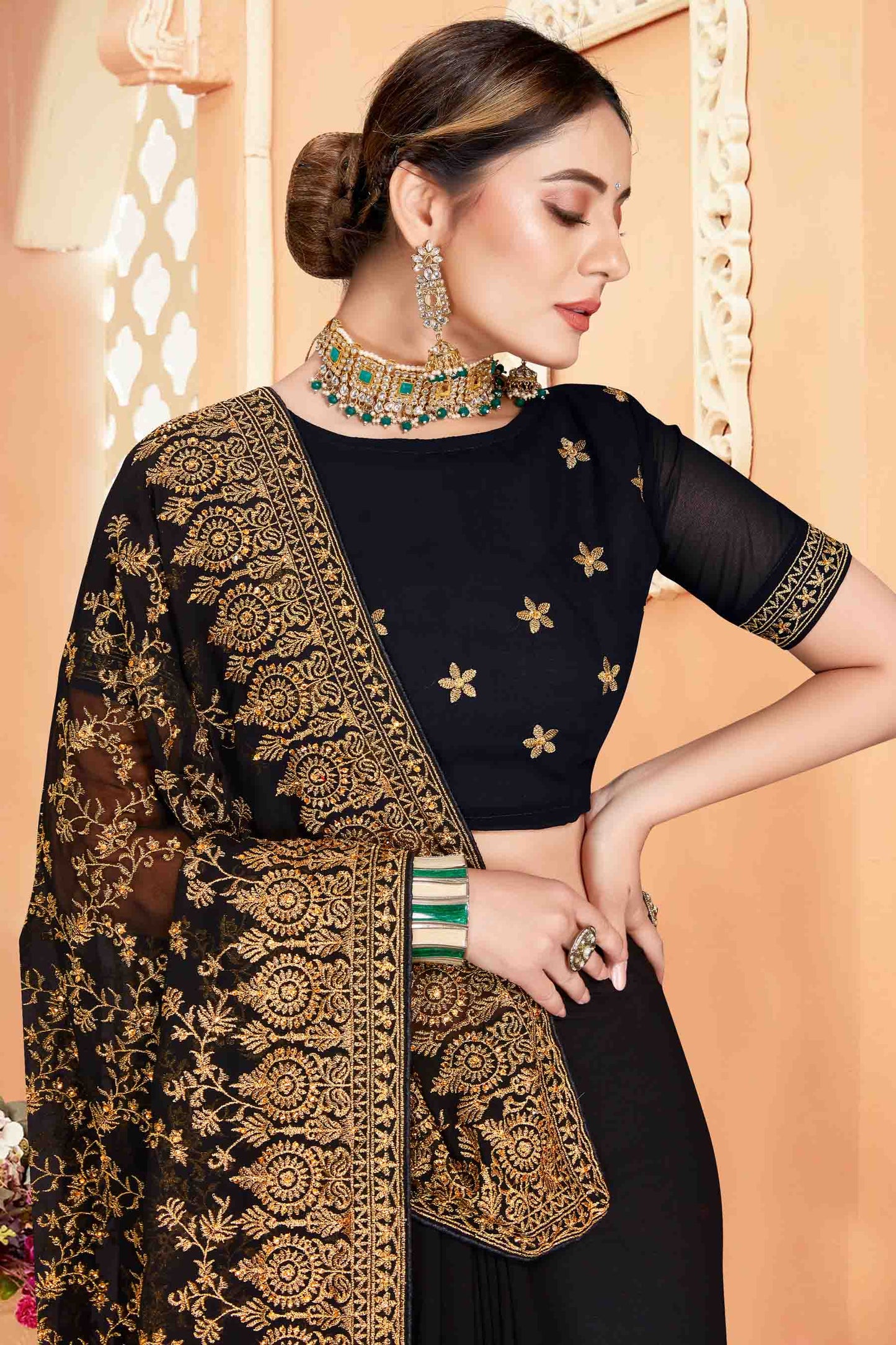 Black Colour Georgette Designer Saree VSSD1090562