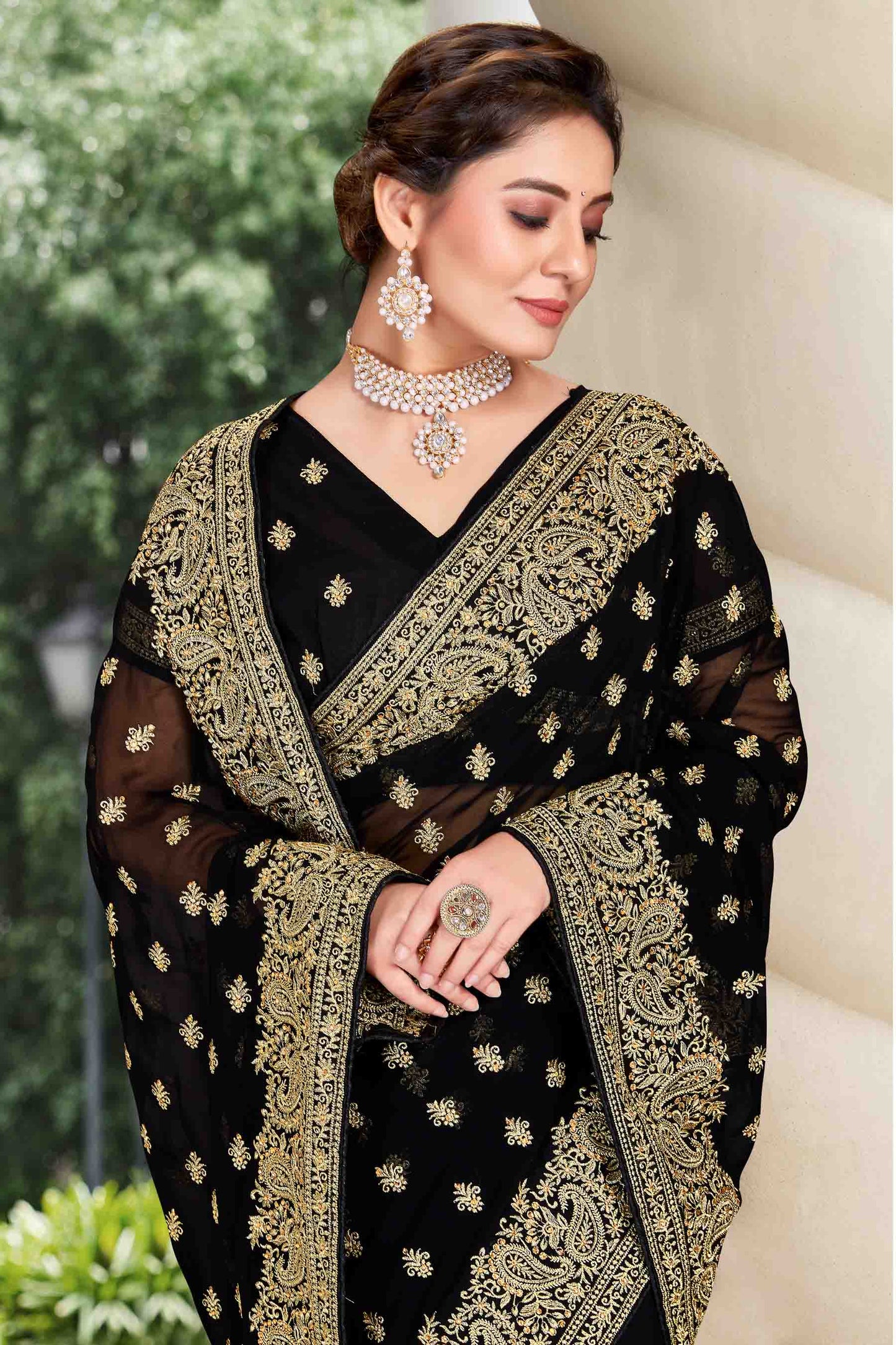 Black Colour Georgette Designer Saree VSSD1121127