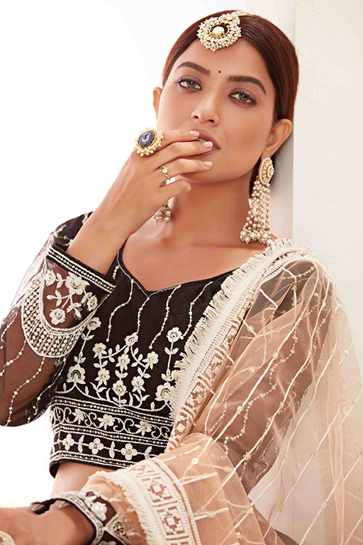 Black Colour Net Designer Lehenga Choli VSLC1240021