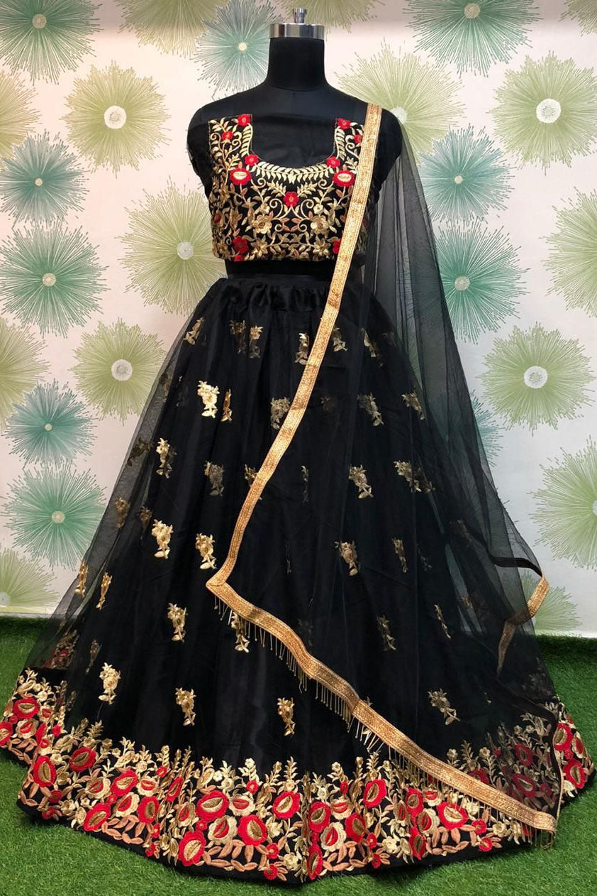 Black Colour Net Lehenga Choli VSLC1020055