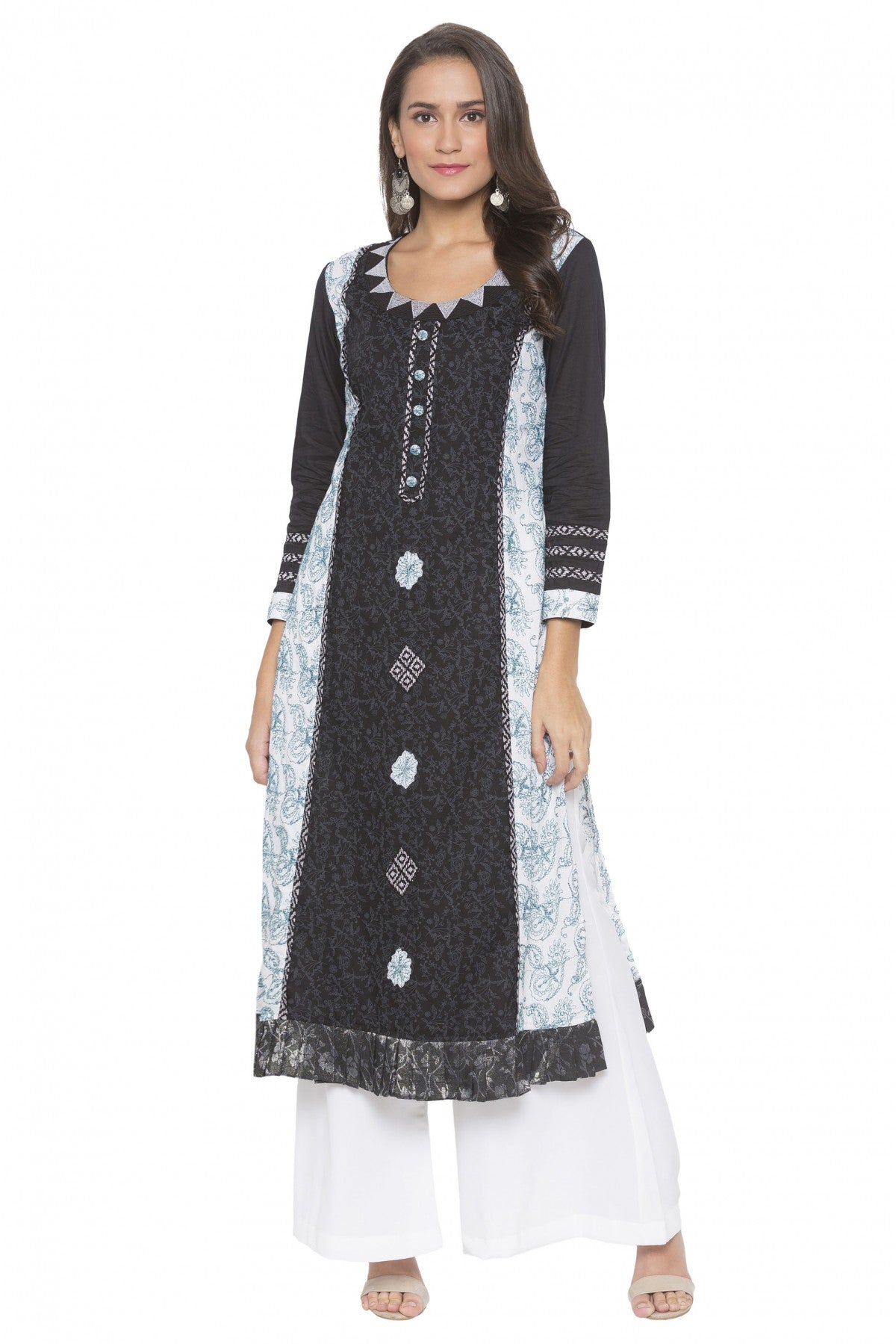 Black Colour Plus Size Cotton Embroidery Kurta Set