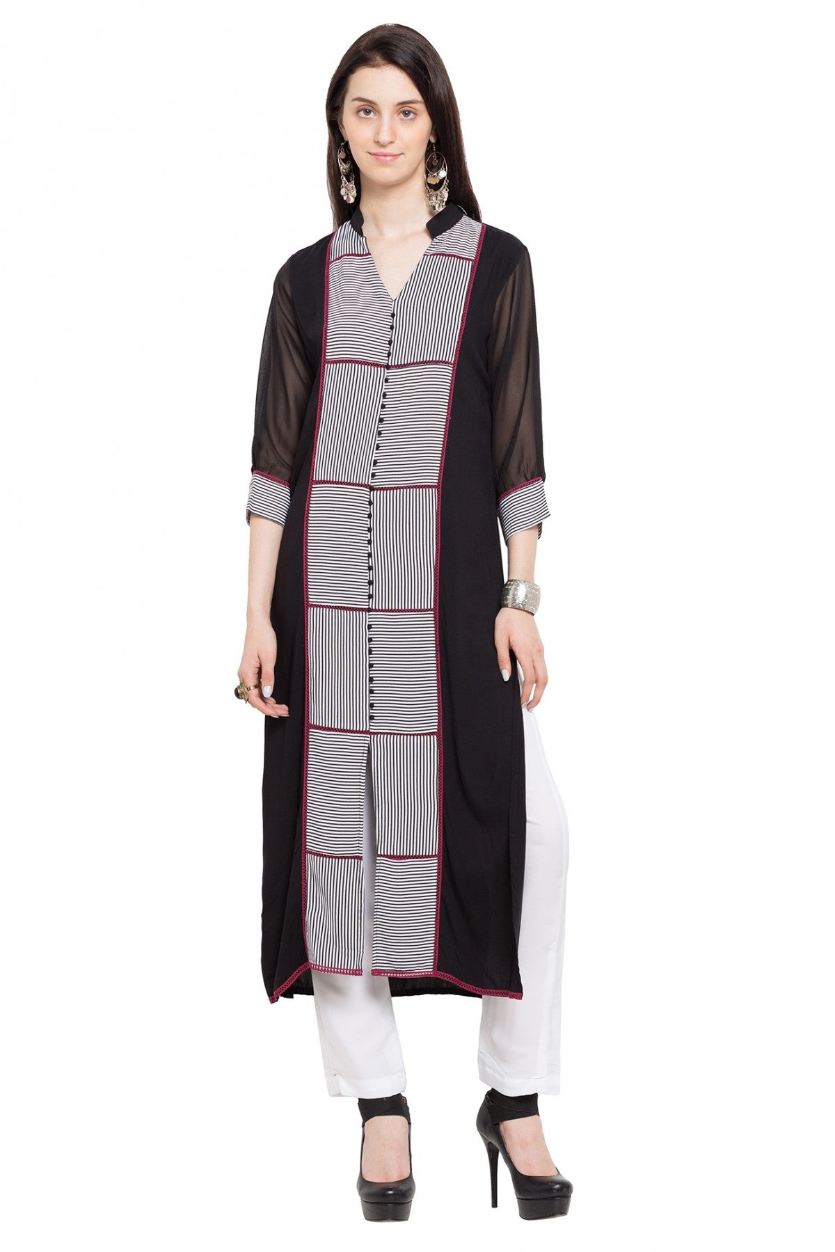Black Colour Plus Size Cotton Kurti