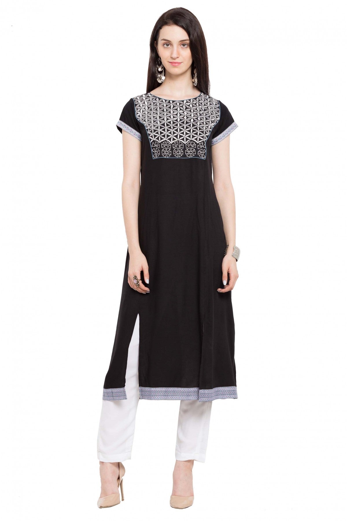 Black Colour Plus Size Cotton Kurti