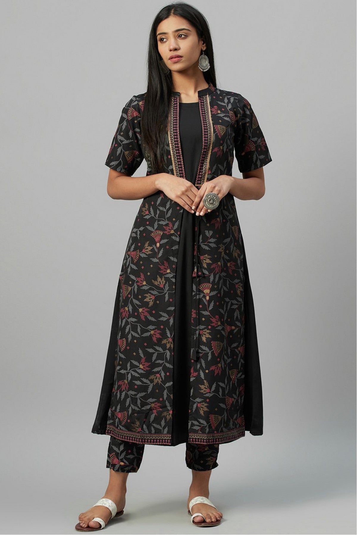 Black Colour Plus Size Crepe Party Wear Kurti VSKR1060049