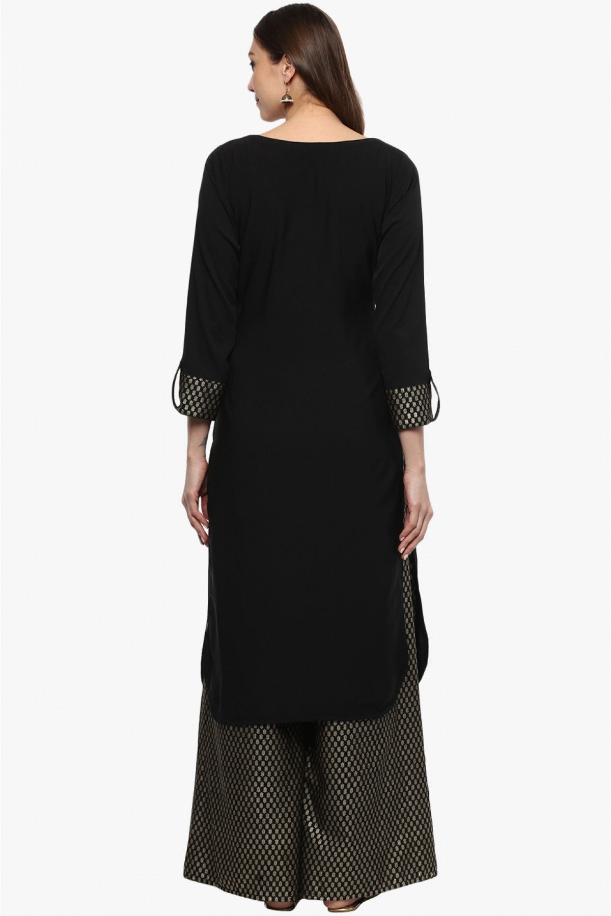 Black Colour Plus Size Crepe Straight Kurta With Palazzo VSKR1060006