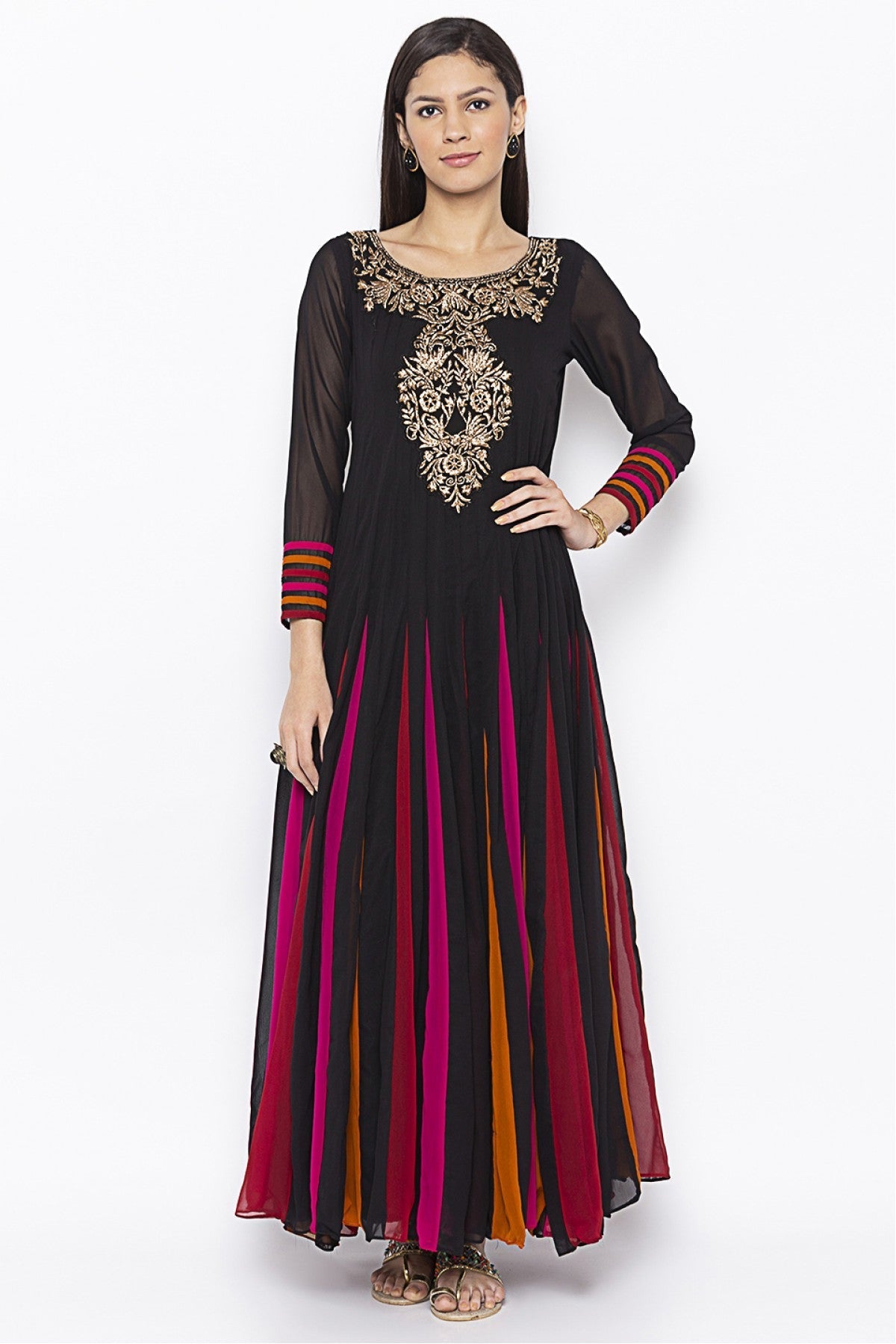 Black Colour Plus Size Georgette Embroidery Kurta Set
